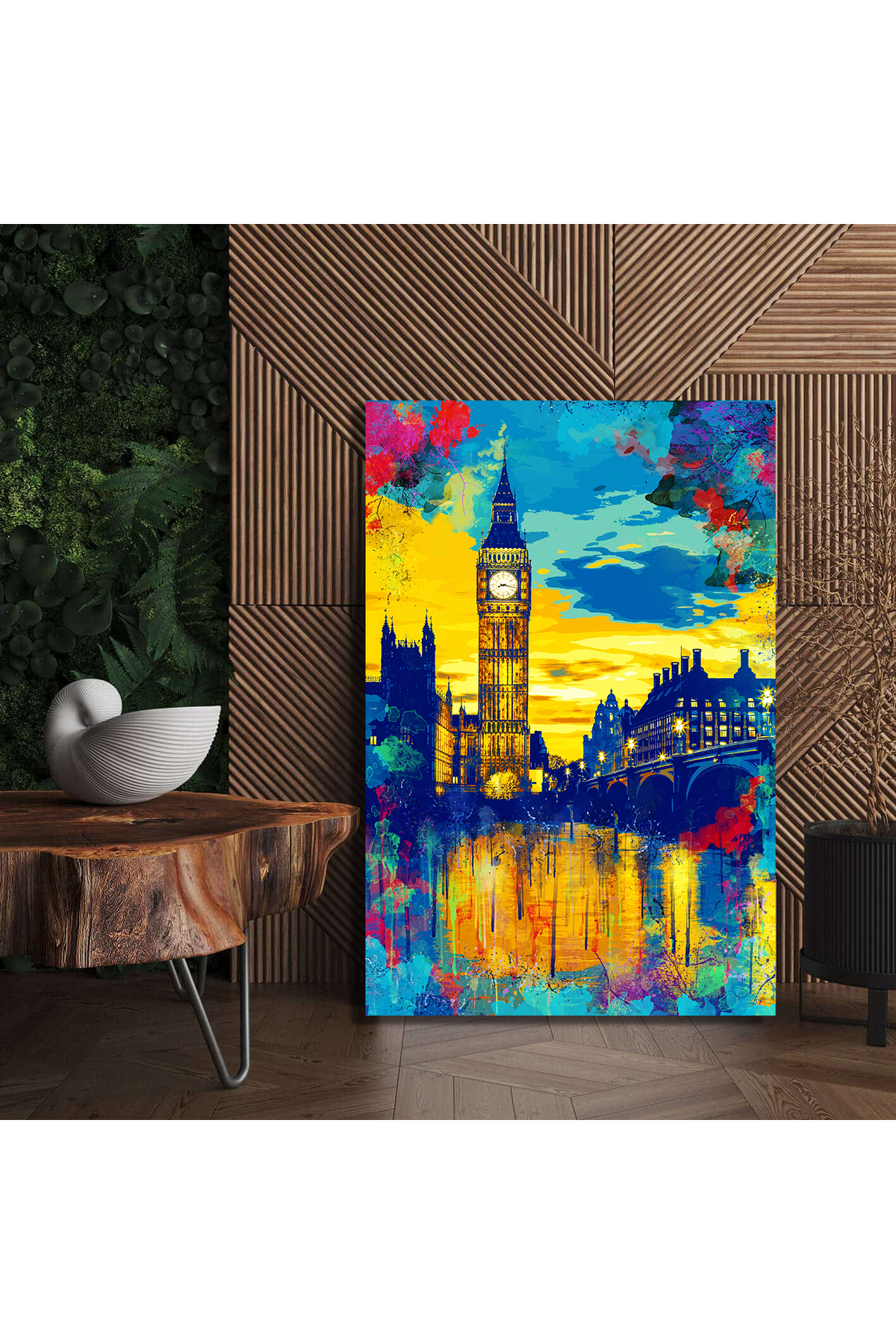 Korkmazkanvas Dekoratif Big Ben Saatinin Renkli Soyut İllüstrasyon Ruhu. Kanvas