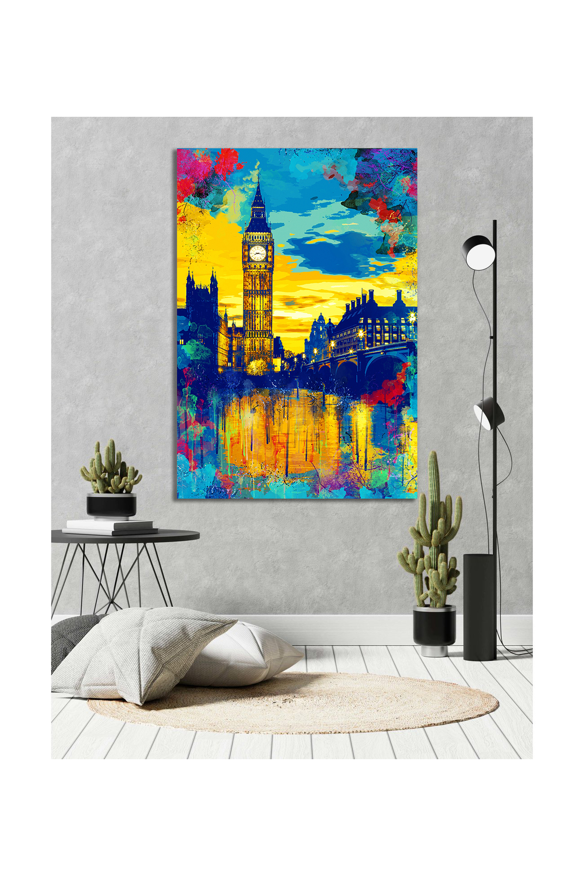 Korkmazkanvas Dekoratif Big Ben Saatinin Renkli Soyut İllüstrasyon Ruhu. Kanvas