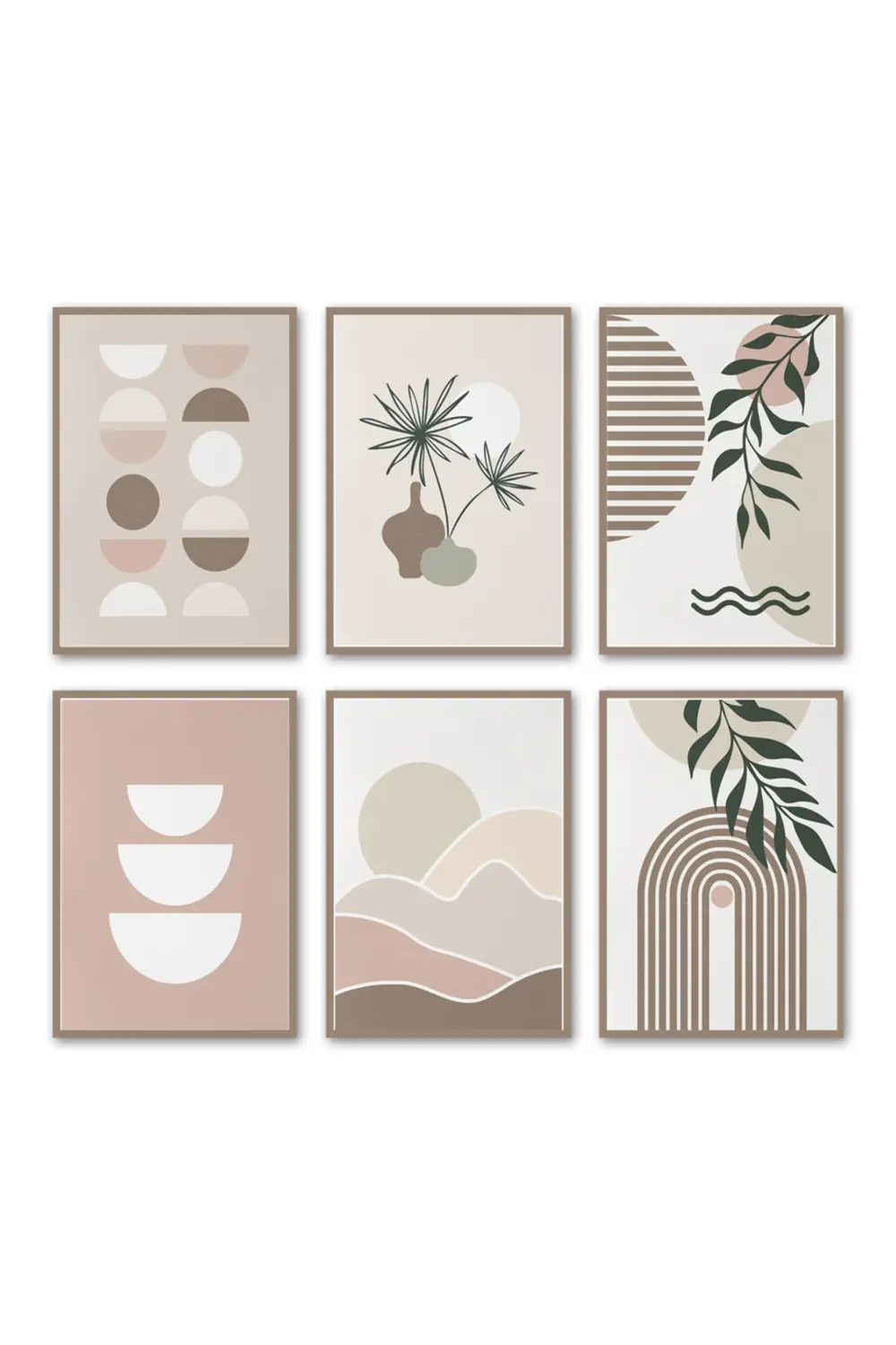 "Dekoratif Boho Duvar Sanatı" 6’lı Çerçeve Görünümlü Modern MDF T