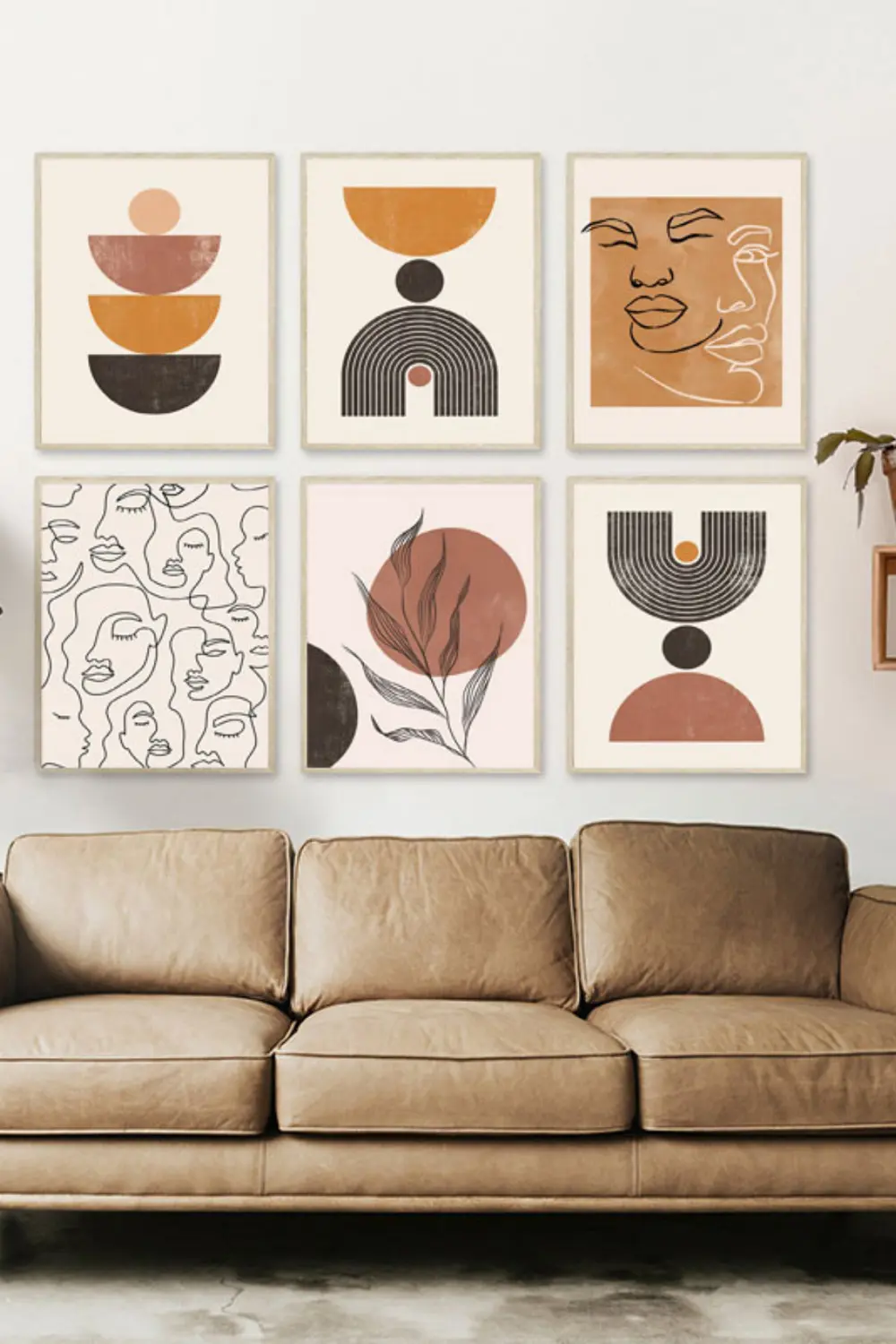 "Dekoratif Boho Duvar Sanatı"6’lı Çerçeve Görünümlü Modern MDF Ta