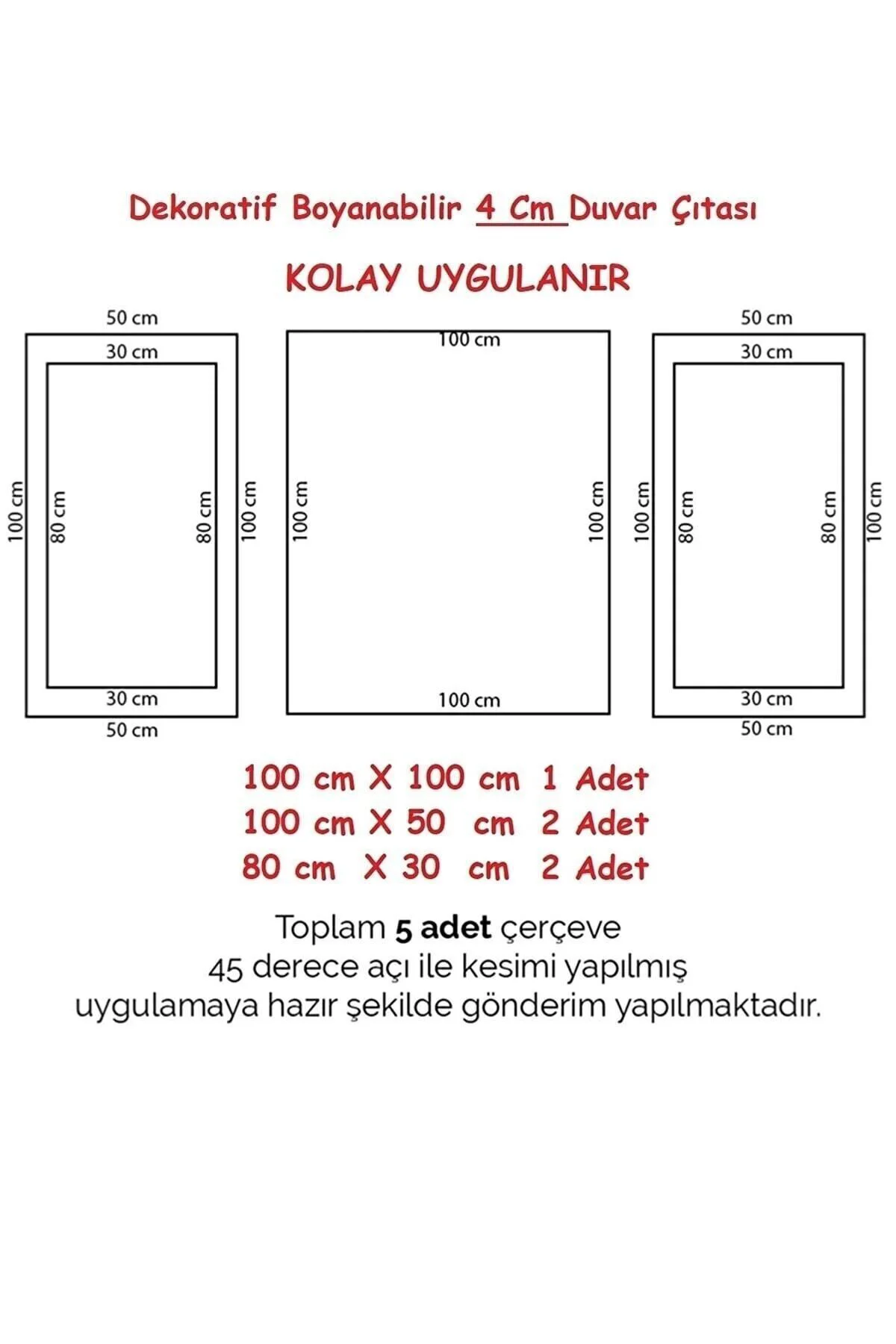 Dekoratif Boyanabilir 4 Cm Duvar Çıtası