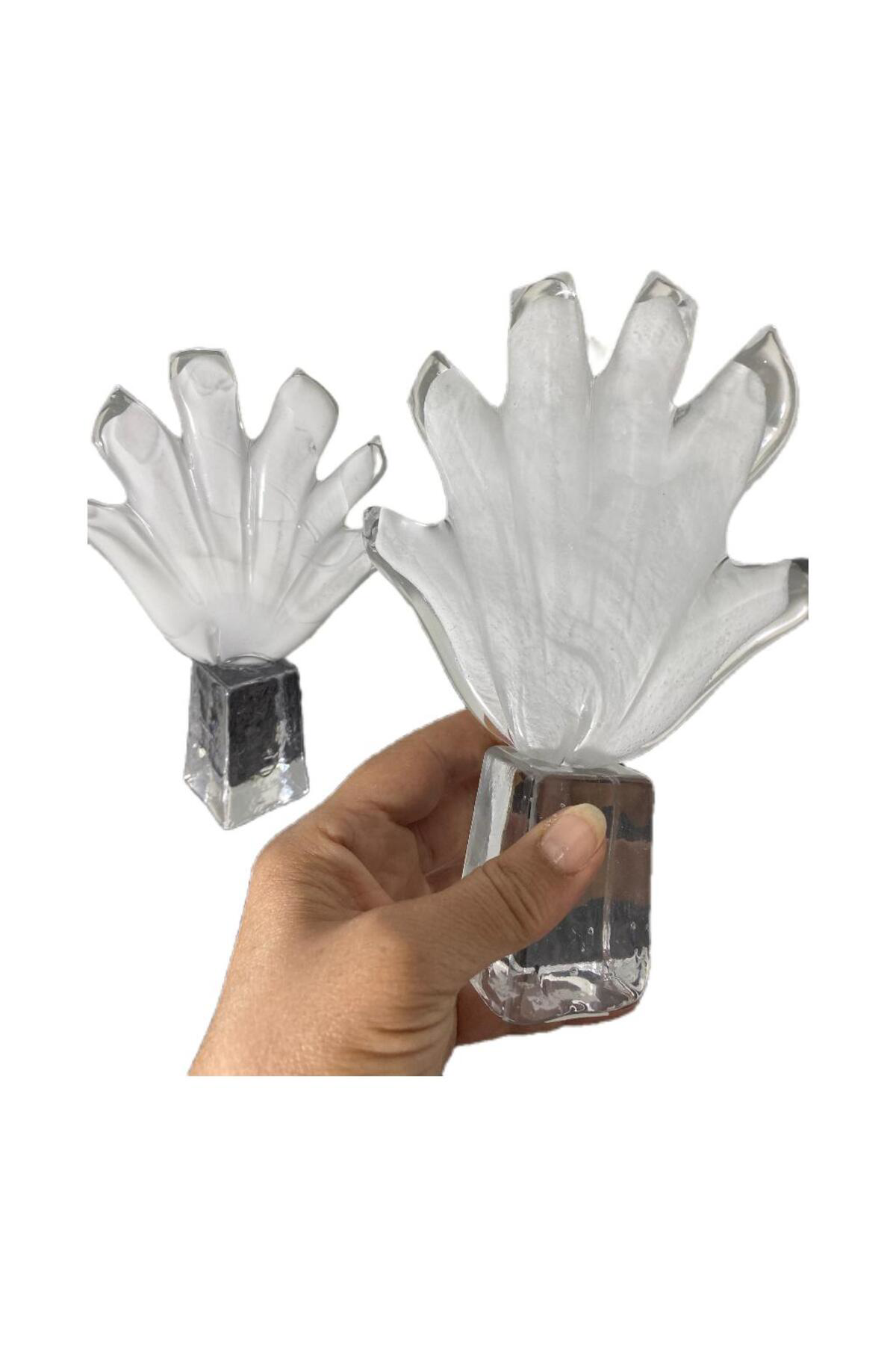 Dekoratif Cam El Dekor Beyaz 2 Li Set