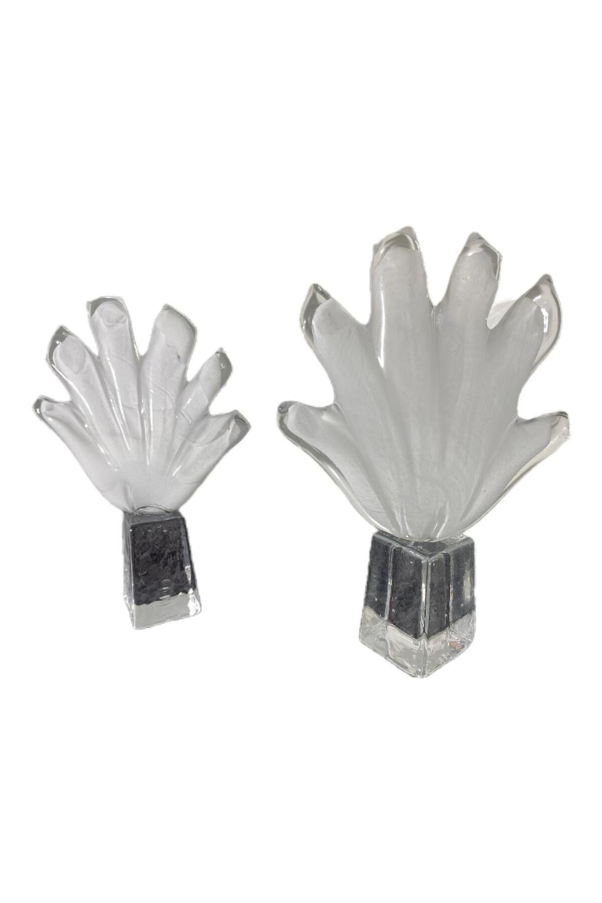 Dekoratif Cam El Dekor Beyaz 2 Li Set