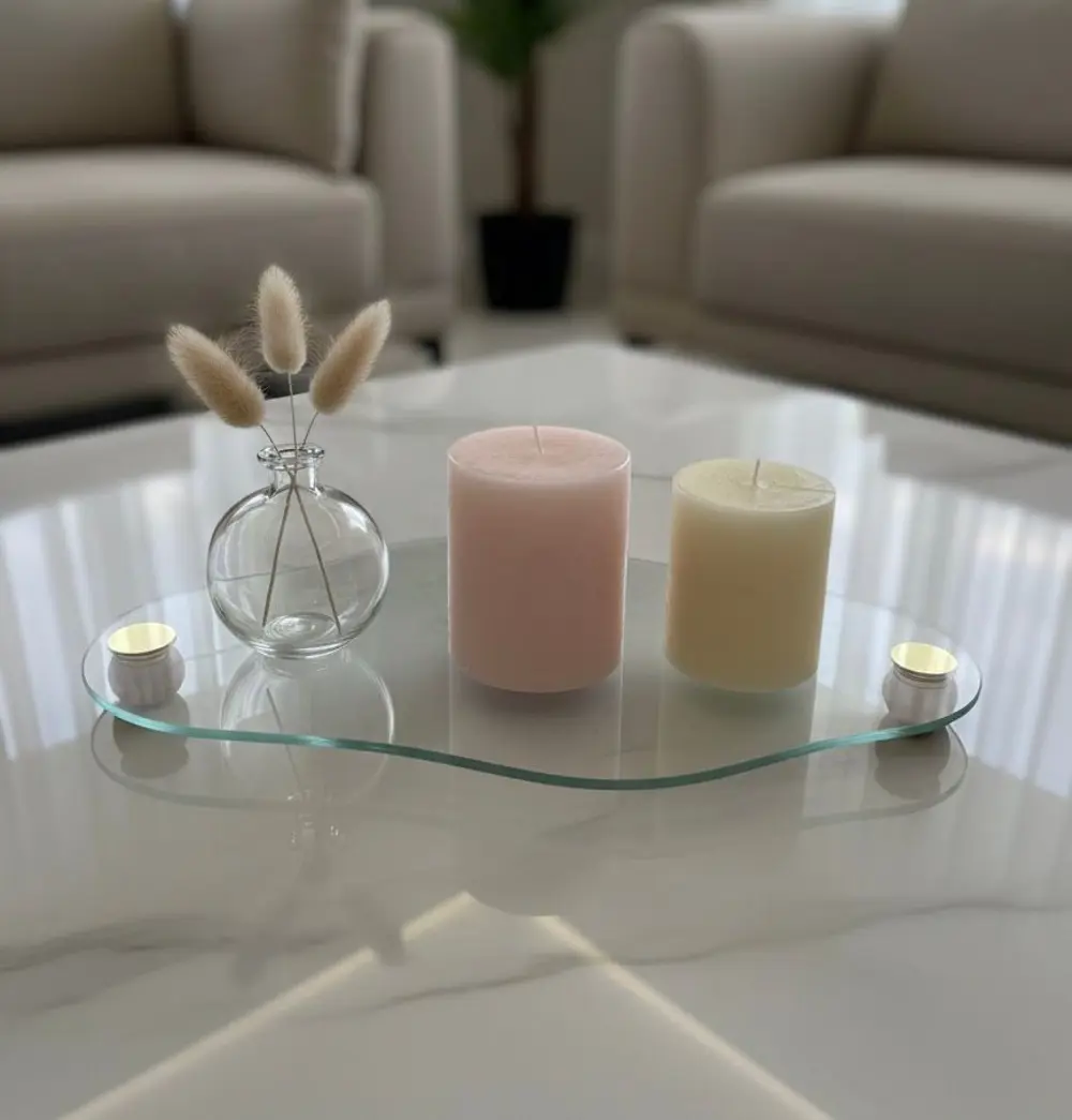 Dekoratif Cam Organizer Banyo Sehpa Üstü Makyaj Organizeri Tepsi Dekoratif Cam Organizer Banyo Sehpa Üstü Makyaj Organizeri Tepsi