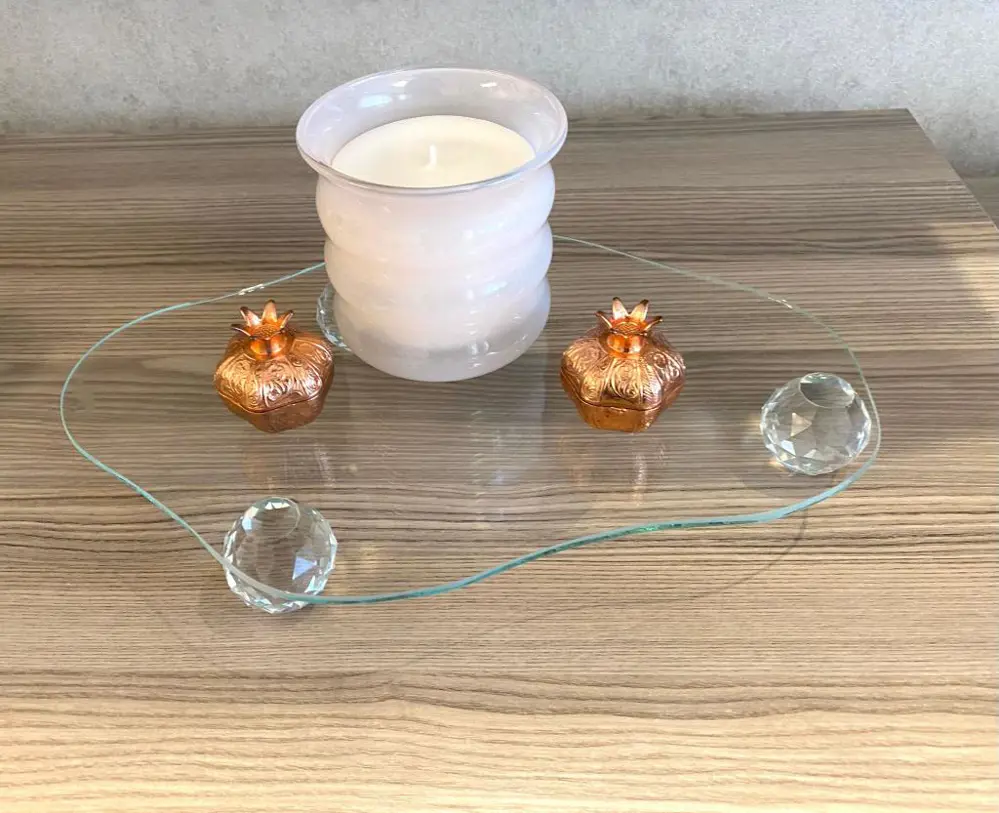 Dekoratif Cam Organizer Banyo Sehpa Üstü Makyaj Organizeri Tepsi Dekoratif Cam Organizer Banyo Sehpa Üstü Makyaj Organizeri Tepsi