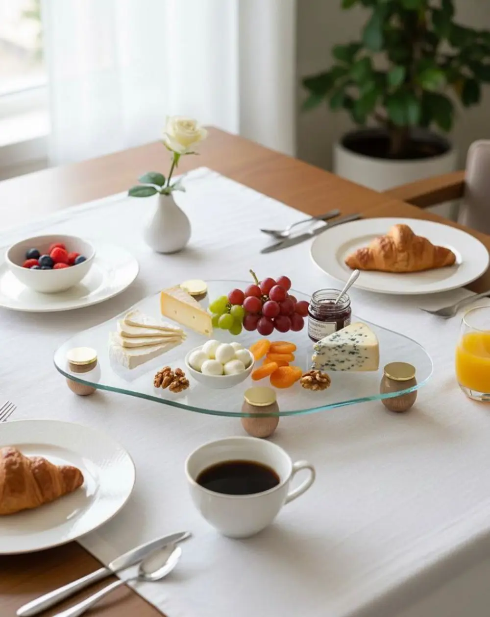 Dekoratif Cam Pasta Tabağı kahve sunumu  Kahvaltı Sunum Tabağı