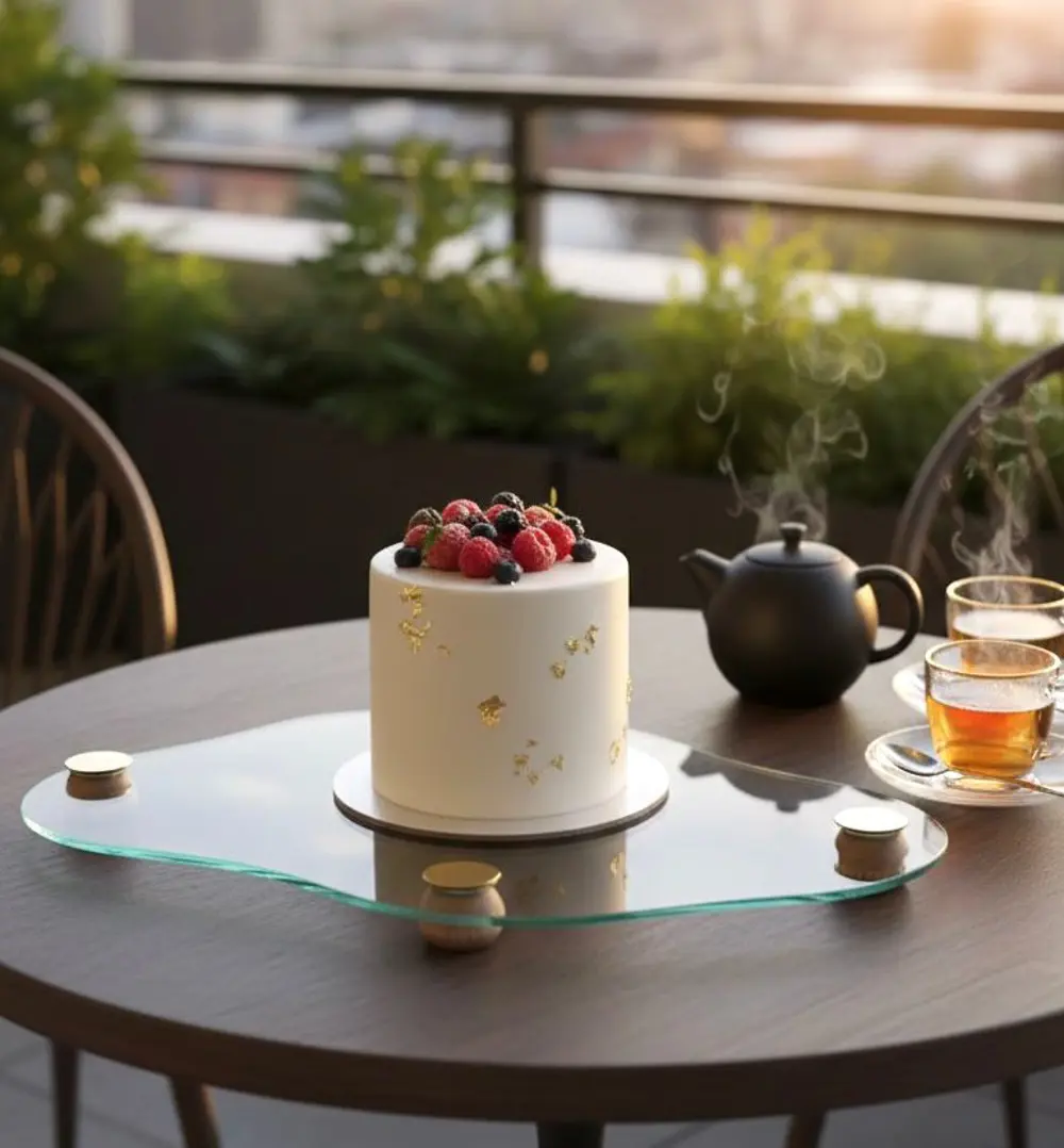 Dekoratif Cam Pasta Tabağı kahve sunumu  Kahvaltı Sunum Tabağı