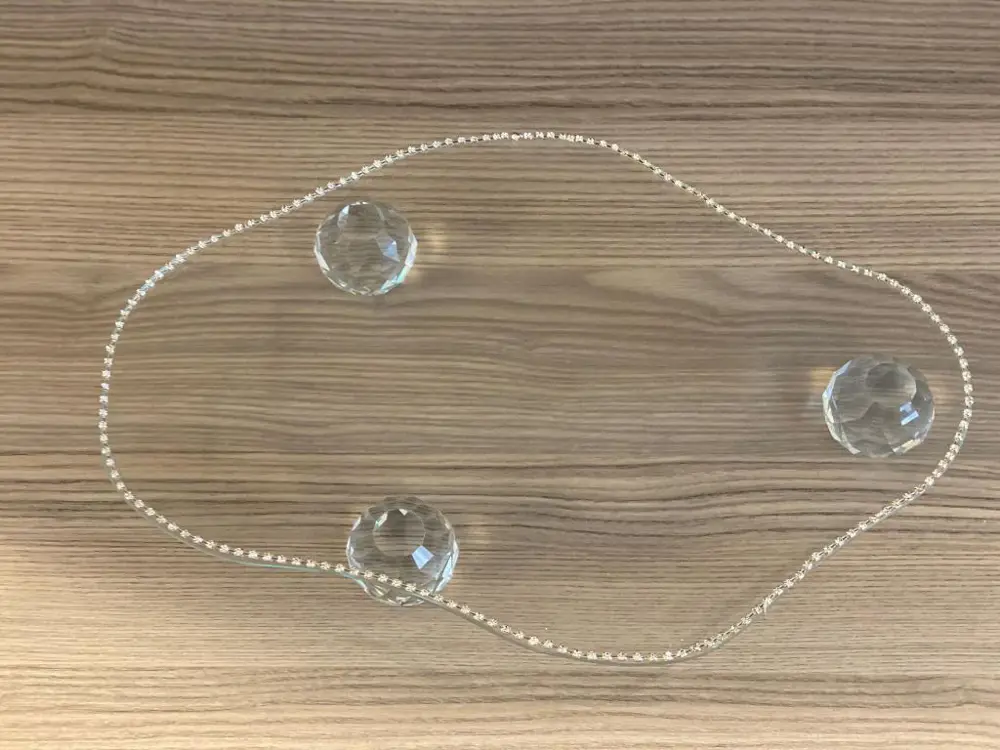 Dekoratif Cam Tepsi Kristal - Elmas Bulut Modeli Top Ayaklı Cam K