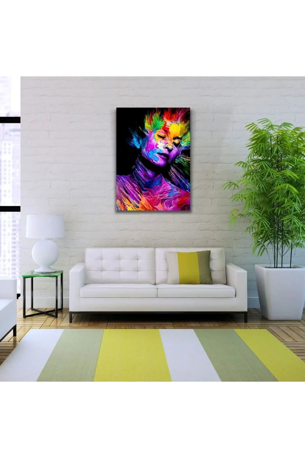 Dekoratif Canlı Renklerden Oluşan Kadın Figürü Kanvas Tablo 50 x 70