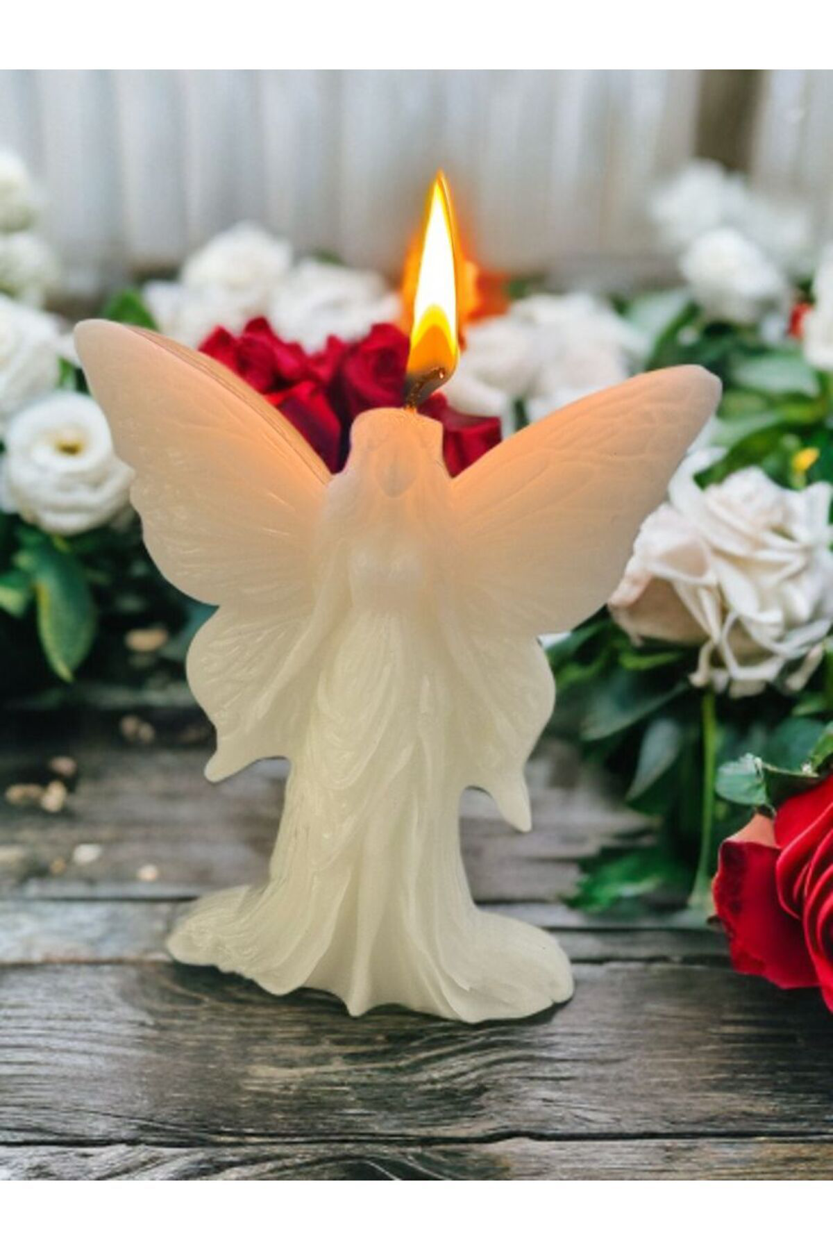 Aresmumatölyesi  Dekoratif Çiçek Kokulu Melek Şeklinde Hediyelik Mum