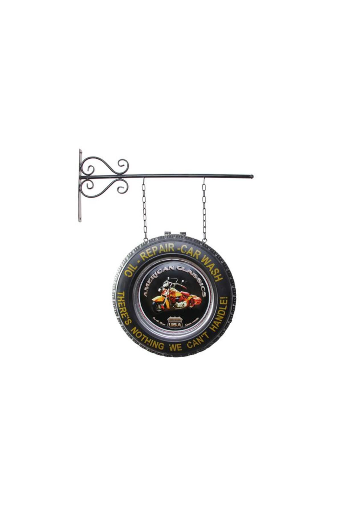 Zs Demir Dekoratif Çift Yönlü Motorsiklet Temalı Ferforje Askı Pano