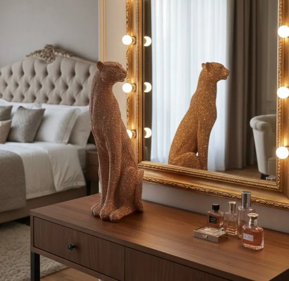Dekoratif Çita Leopar Biblo büst Heykel