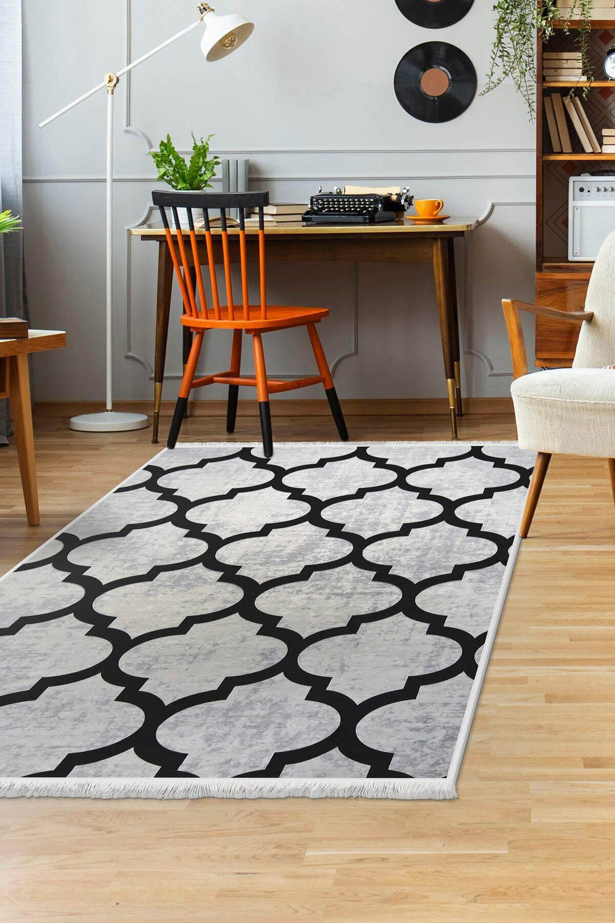 Dekoratif Dijital Saçaklı Kesme Halı Yolluk Yıkanabilir Antialaer