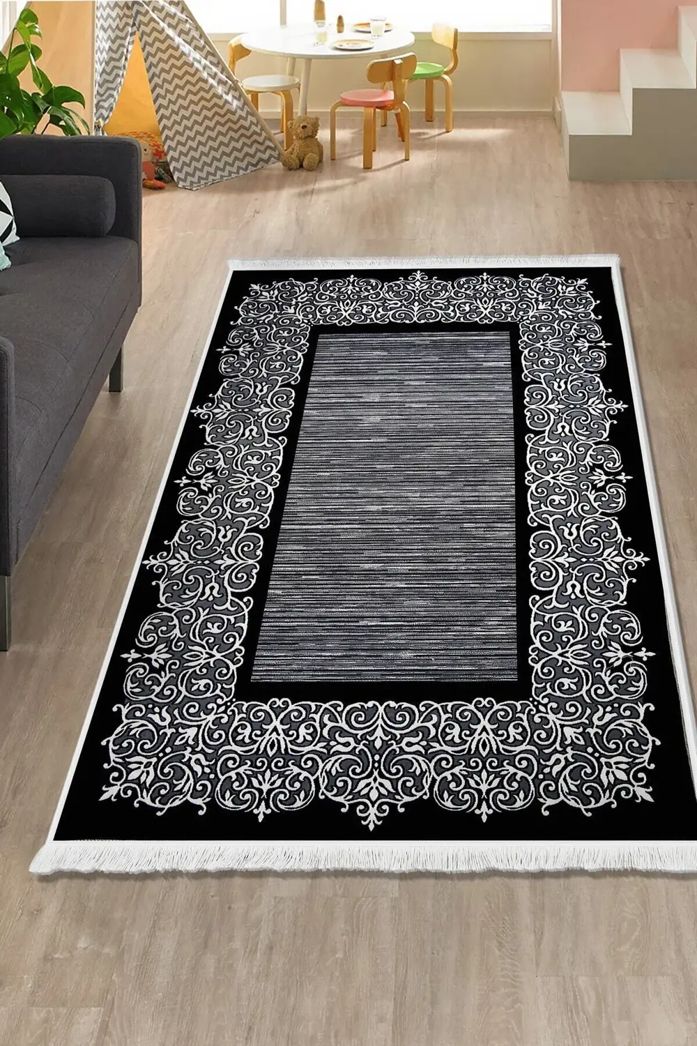 Dekoratif Dijital Saçaklı Halı Yolluk Yıkanabilir Antialaerjik Si