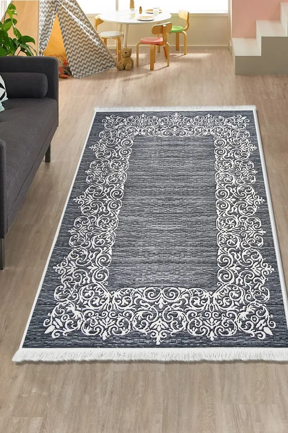 Dekoratif Dijital Saçaklı Halı Yolluk Yıkanabilir Antialaerjik An