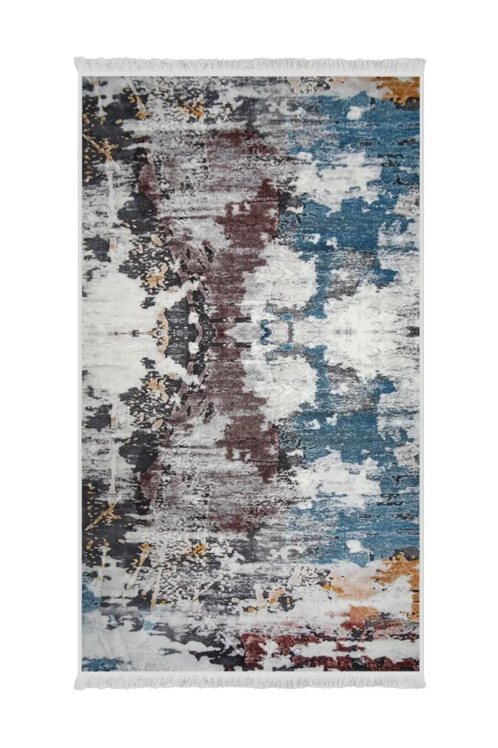 Dekoratif Dijital Saçaklı Kesme Halı Yolluk Yıkanabilir Antialaer