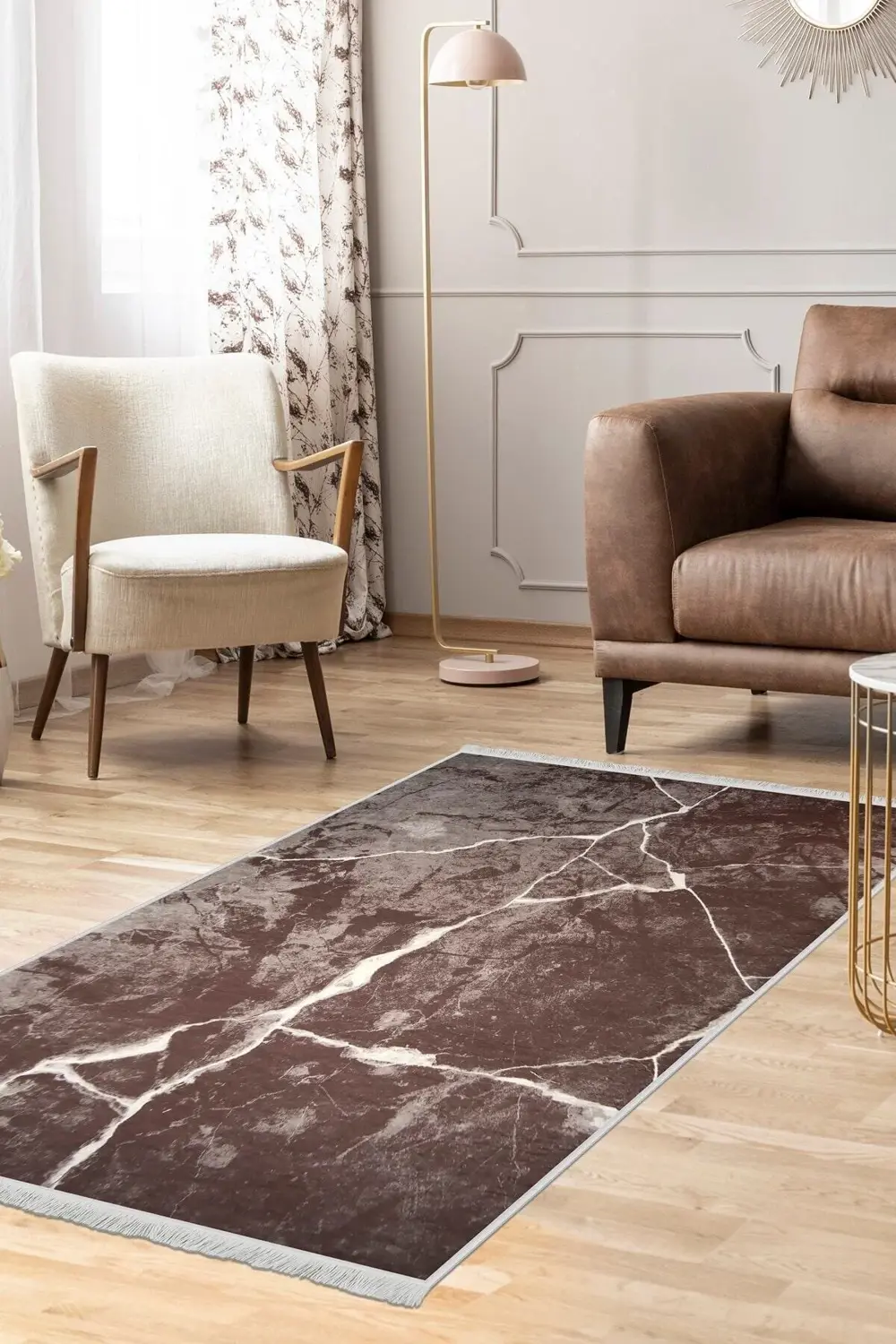 Dekoratif Dijital Saçaklı Kesme Halı Yolluk Yıkanabilir Antialaer