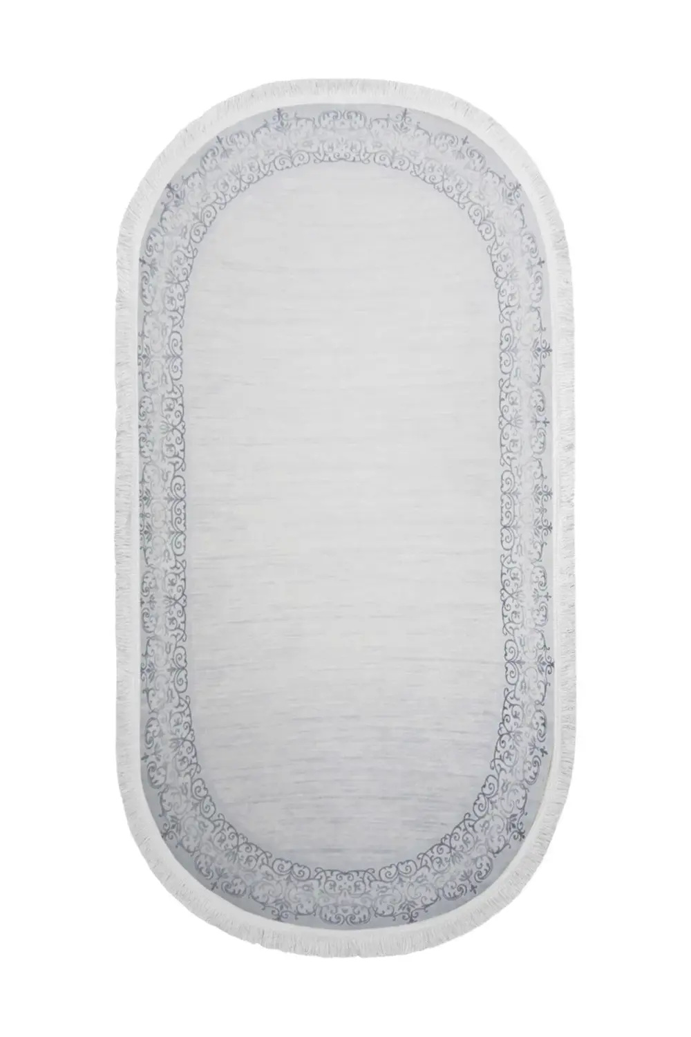 Dekoratif Dijital Saçaklı Oval Halı Yolluk Antialaerjik Antibakte