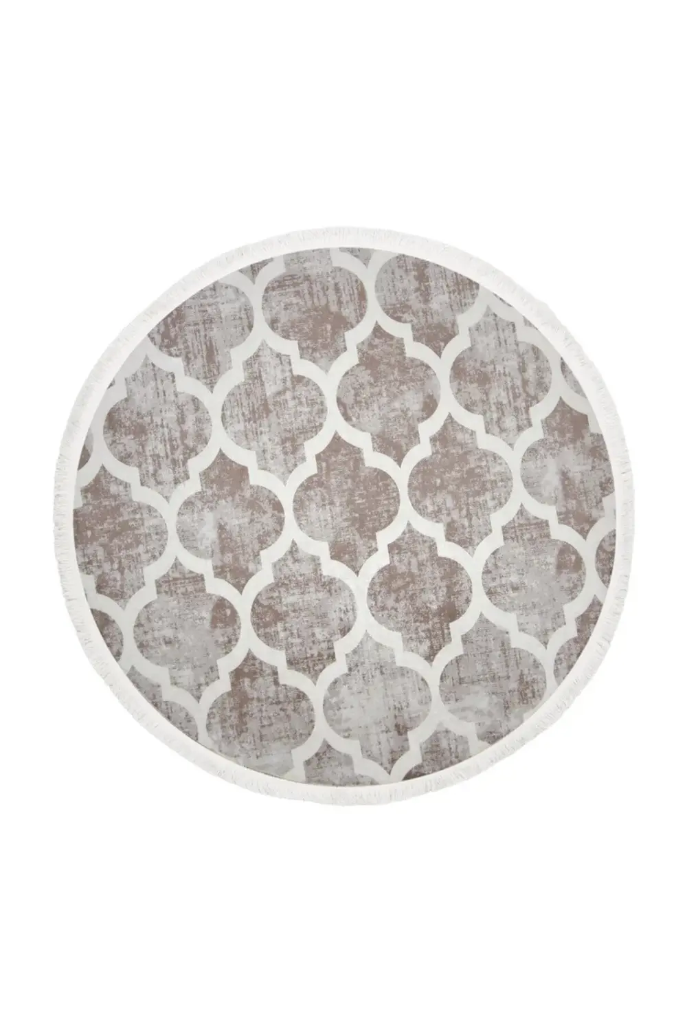 Dekoratif Dijital Saçaklı Yuvarlak Halı Yıkanabilir Antialaerjik