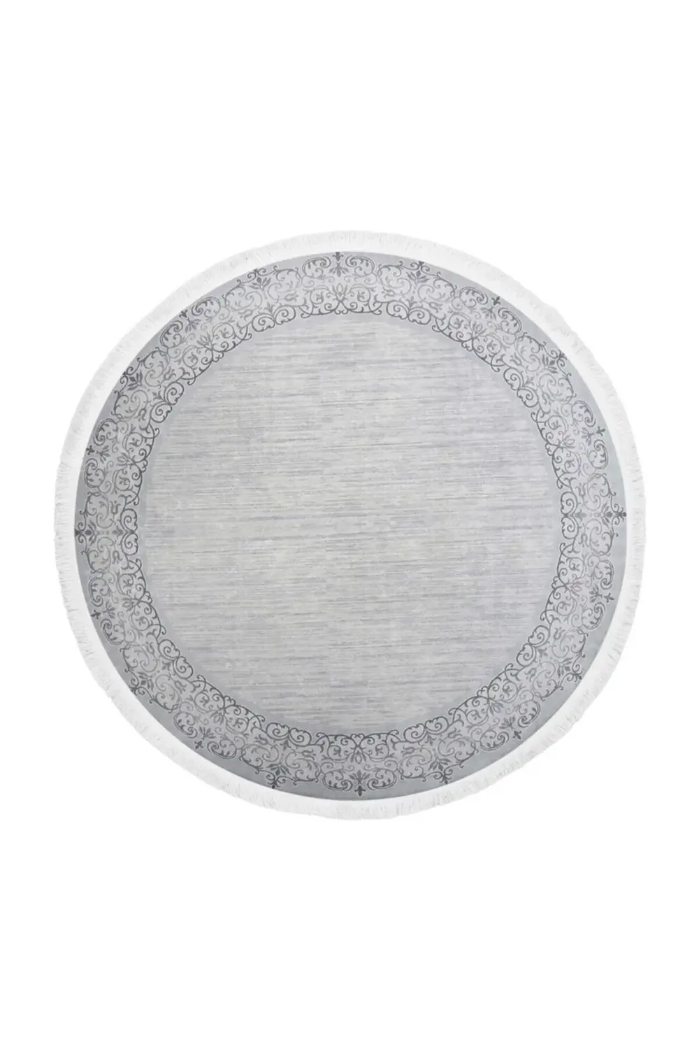 Dekoratif Dijital Saçaklı Yuvarlak Halı Yıkanabilir Antialaerjik