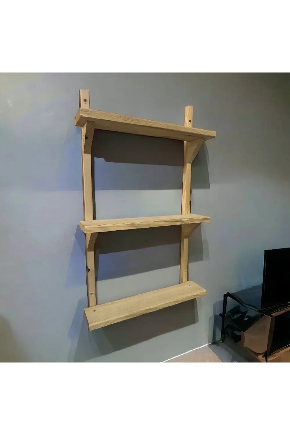 dekoratif Doğal Ahşap Duvar Rafı