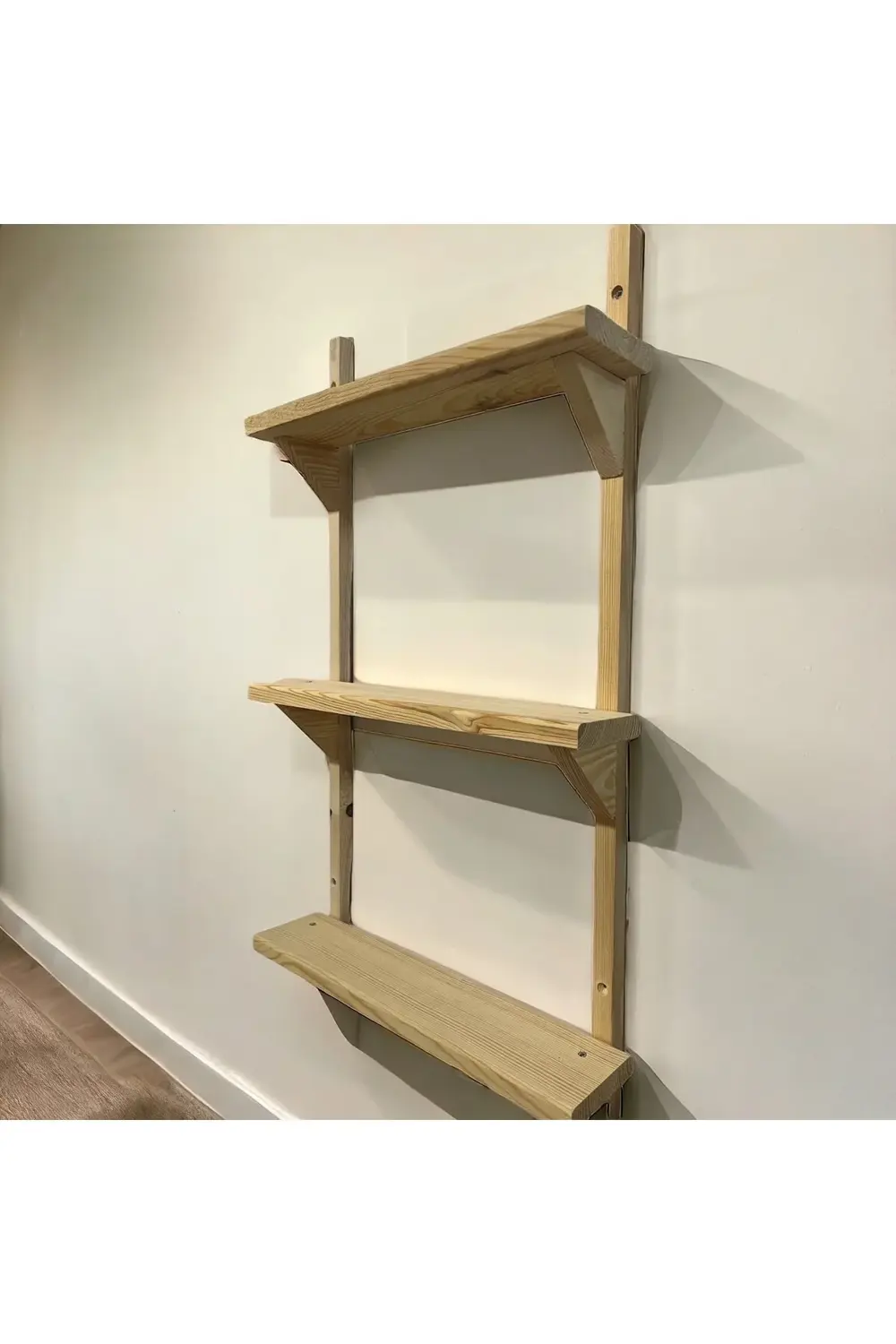 dekoratif Doğal Ahşap Duvar Rafı