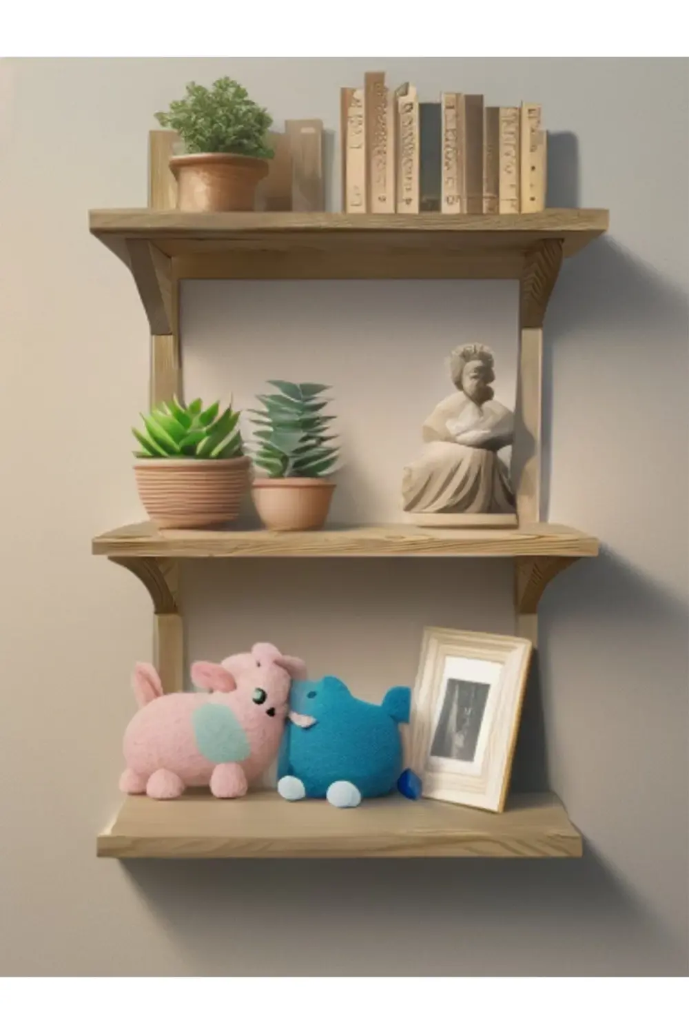 dekoratif Doğal Ahşap Duvar Rafı