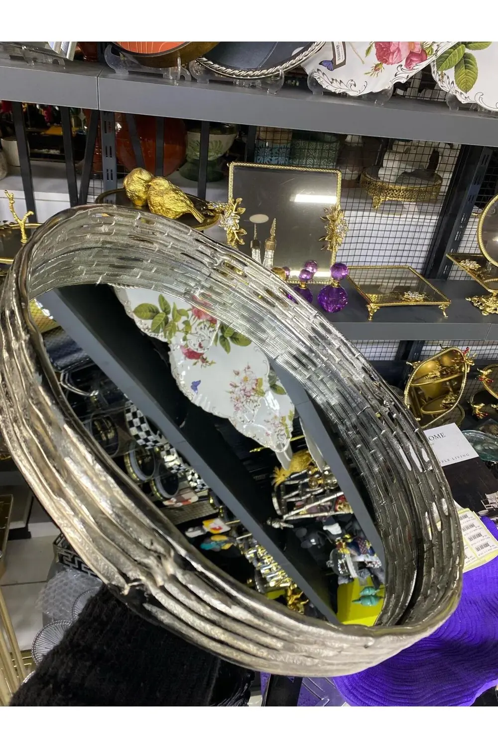 Dekoratif Döküm Aynalı Tepsi