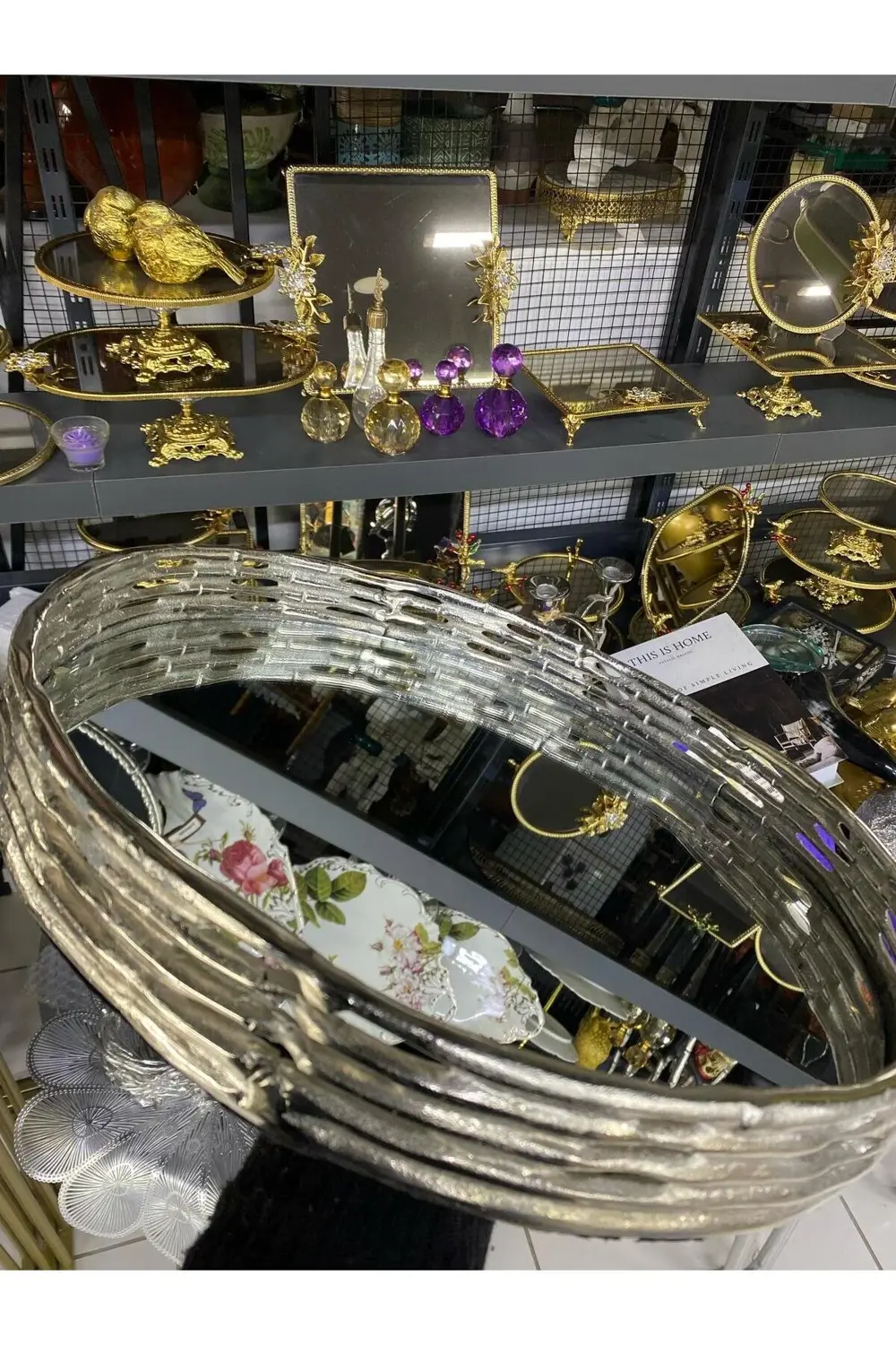 Dekoratif Döküm Aynalı Tepsi