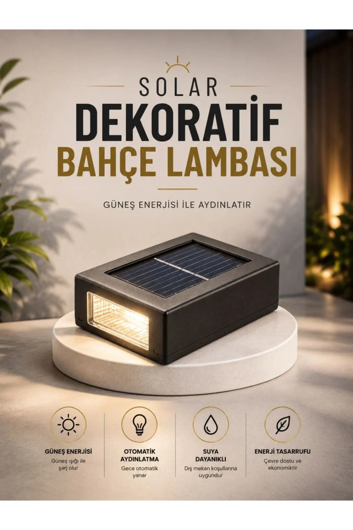 Dekoratif Duvar Lambası Solar Güneş Enerjili Bahçe Aydınlatması
