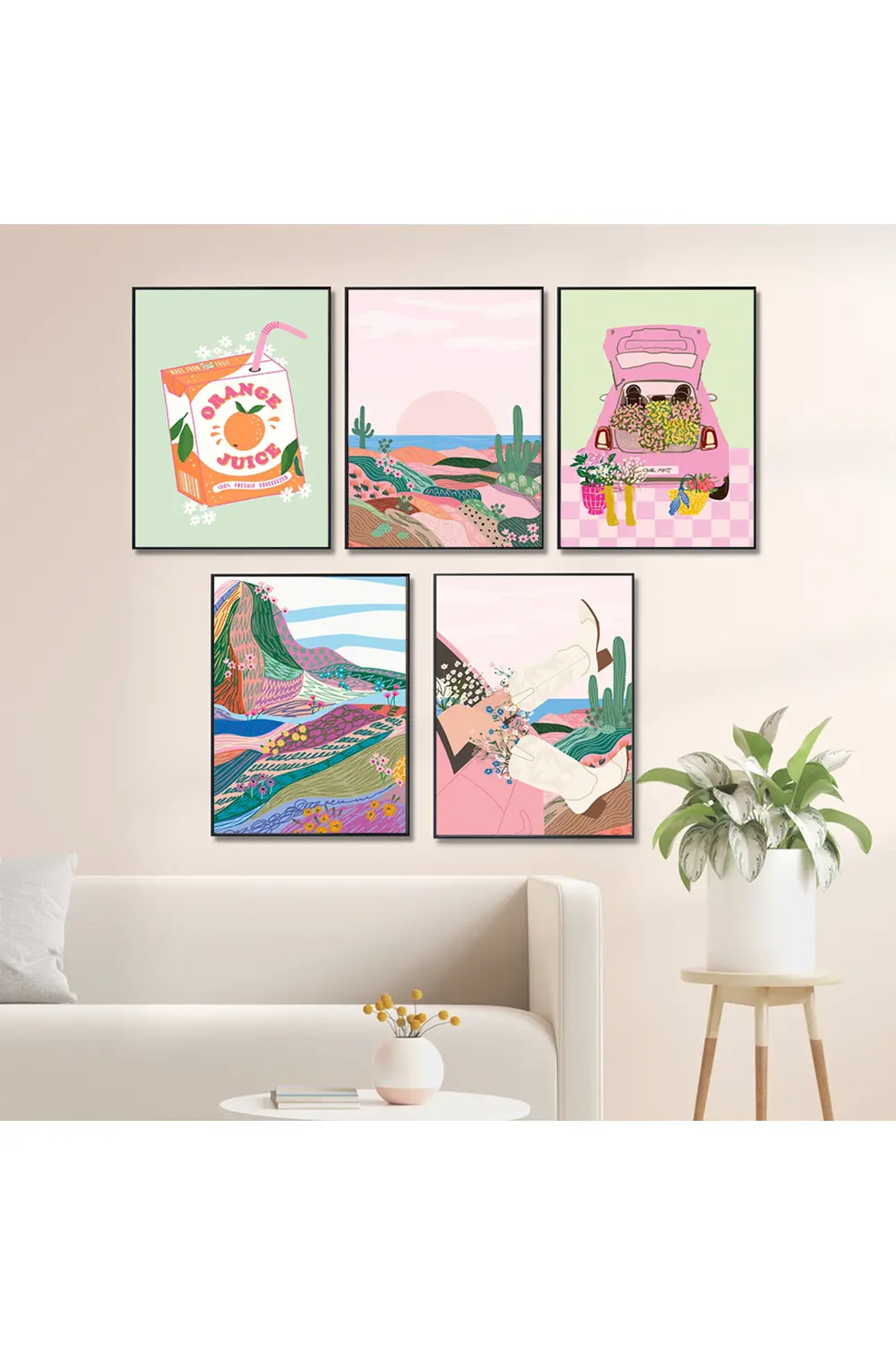 Dekoratif Duvar Sanatı 5'Parça Çerçeve Görünümlü Modern MDF Tablo