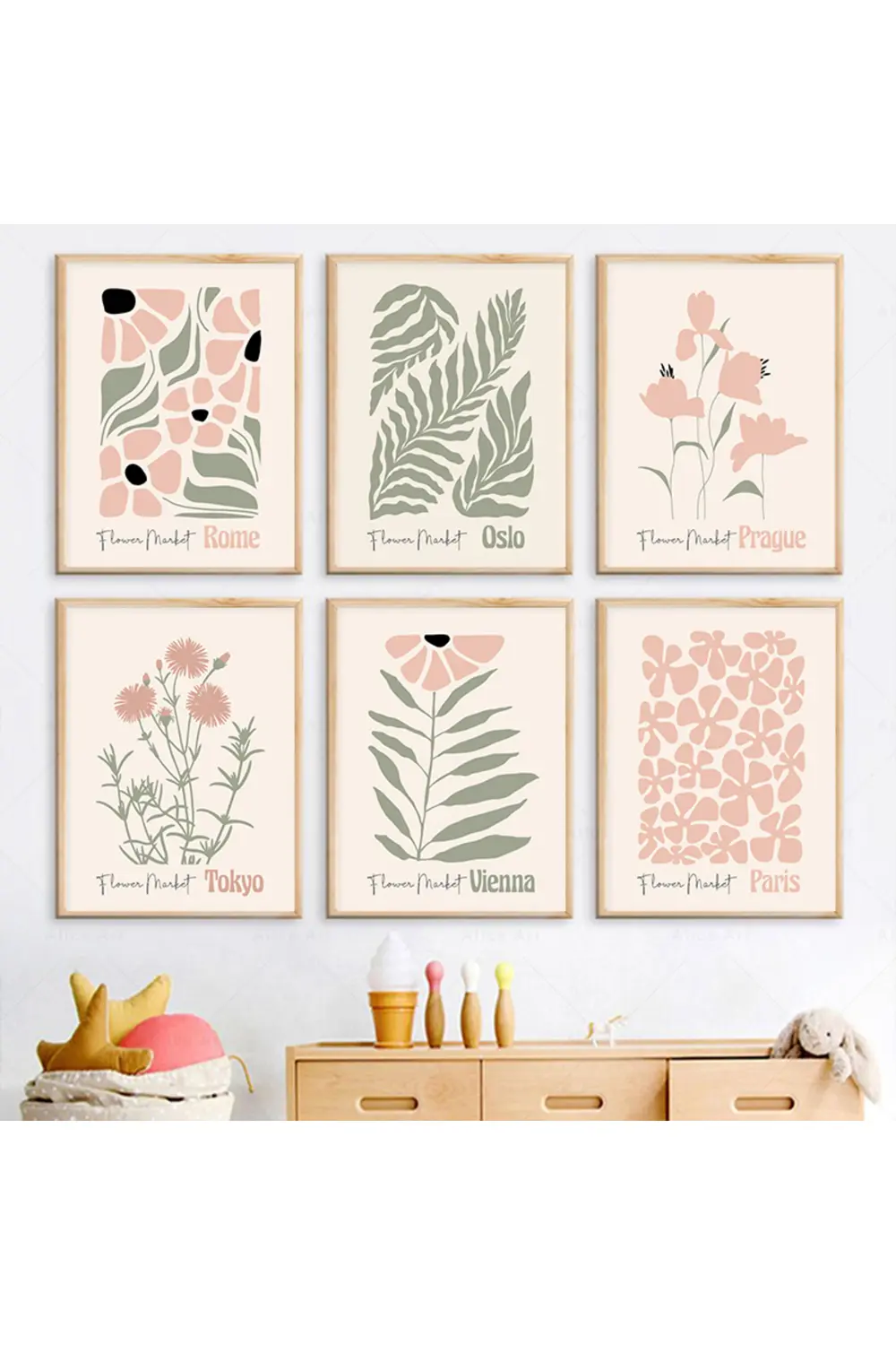 "Dekoratif Duvar Sanatı" 6' Parça Çerçeve Görünümlü Modern MDF Ta