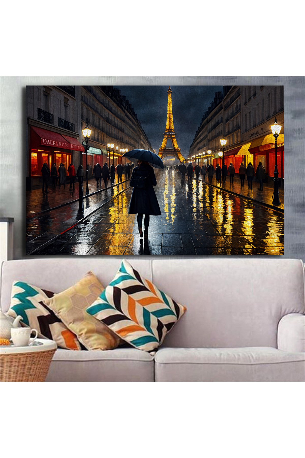 Dekoratif Eyfel Kulesi ile Paris yağlıboya resminin sokak görüntü