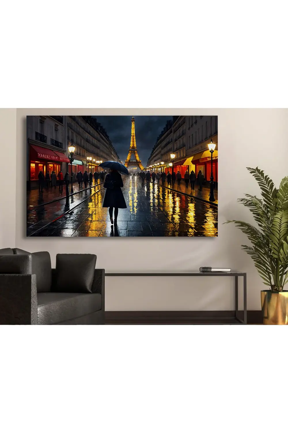 Dekoratif Eyfel Kulesi ile Paris yağlıboya resminin sokak görüntü