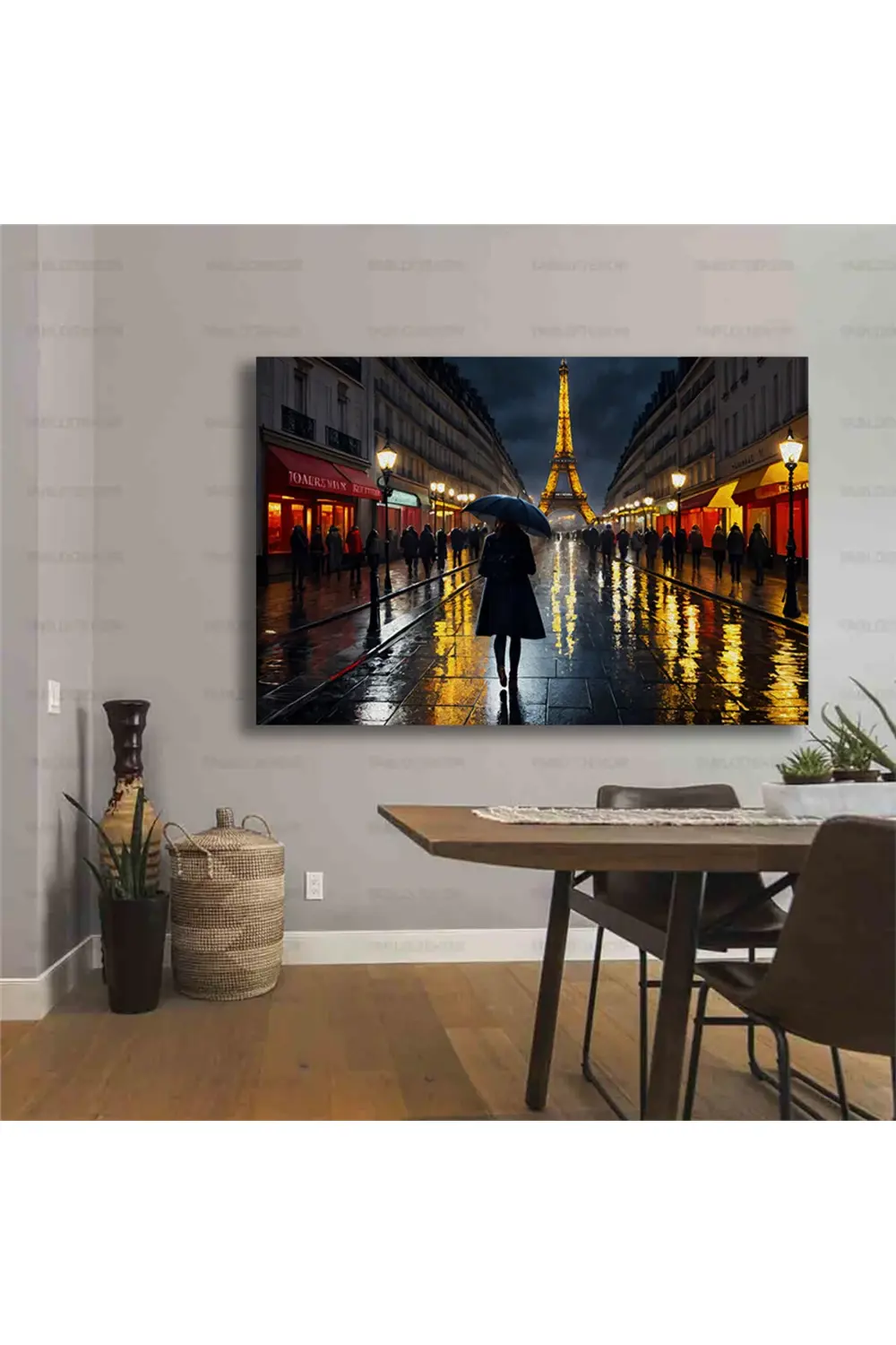 Dekoratif Eyfel Kulesi ile Paris yağlıboya resminin sokak görüntü