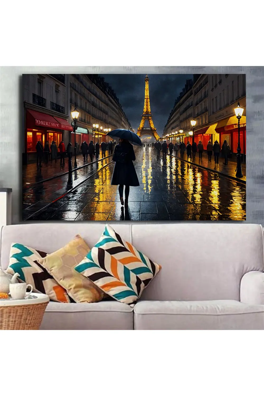 Dekoratif Eyfel Kulesi ile Paris yağlıboya resminin sokak görüntü