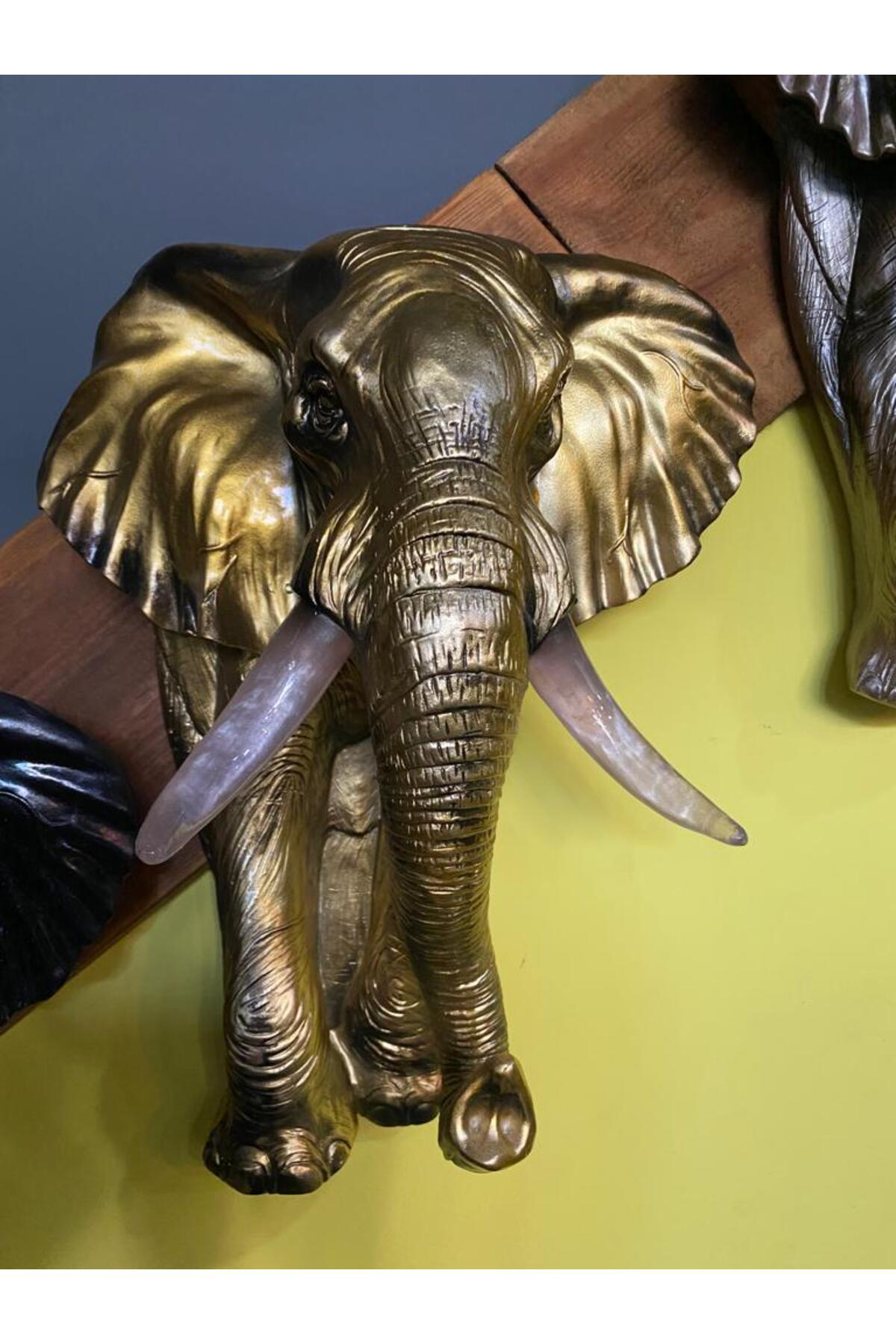 Elif Aksesuar Dekoratif Fil Duvar Dekoru (Gold)