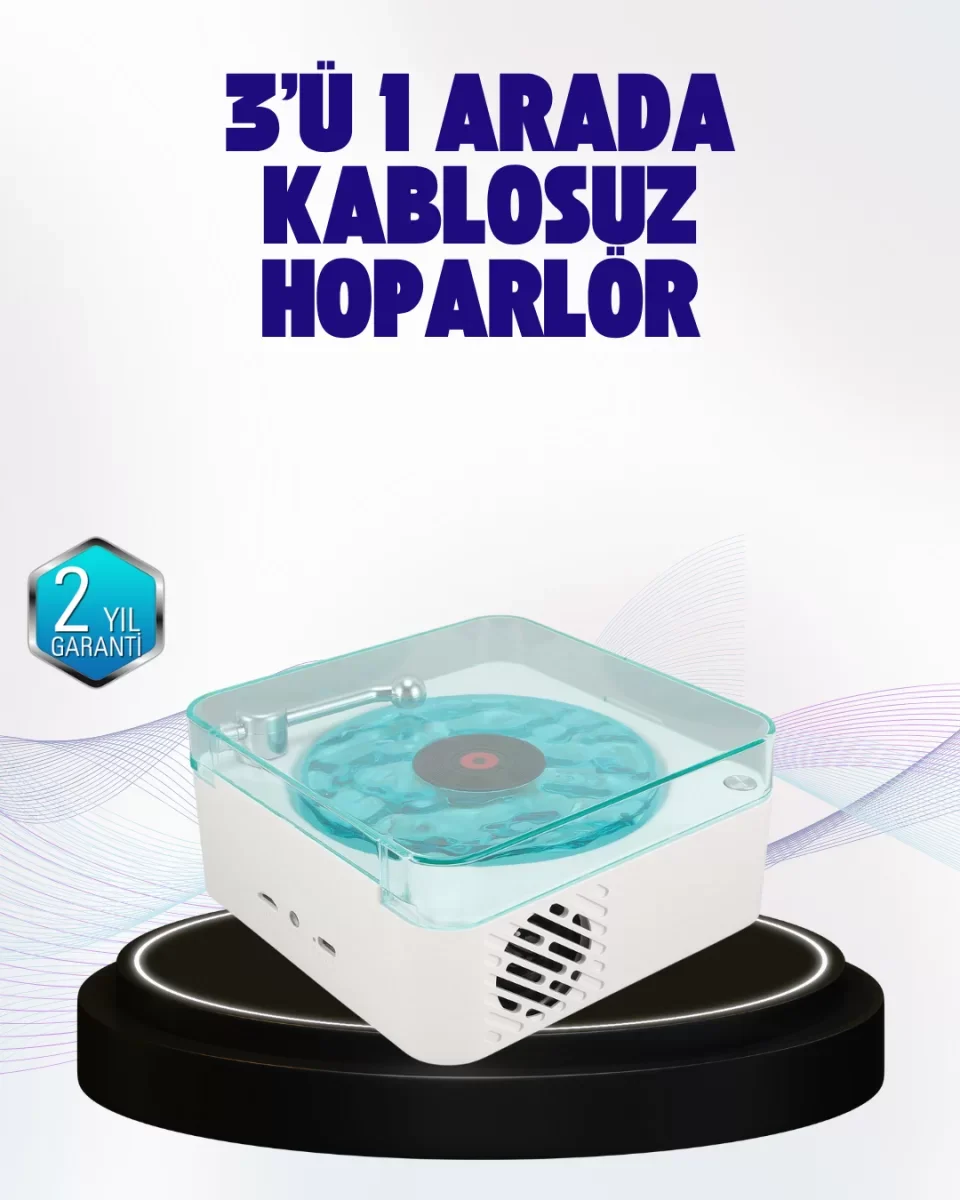 Dekoratif Gece Işıklı Bluetooth Hoparlör – Zaman ve Pil Ekranlı -
