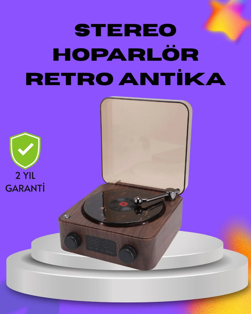 Dekoratif Gece Işıklı Bluetooth Hoparlör – 3'ü Bir Arada Saatli Tasarım