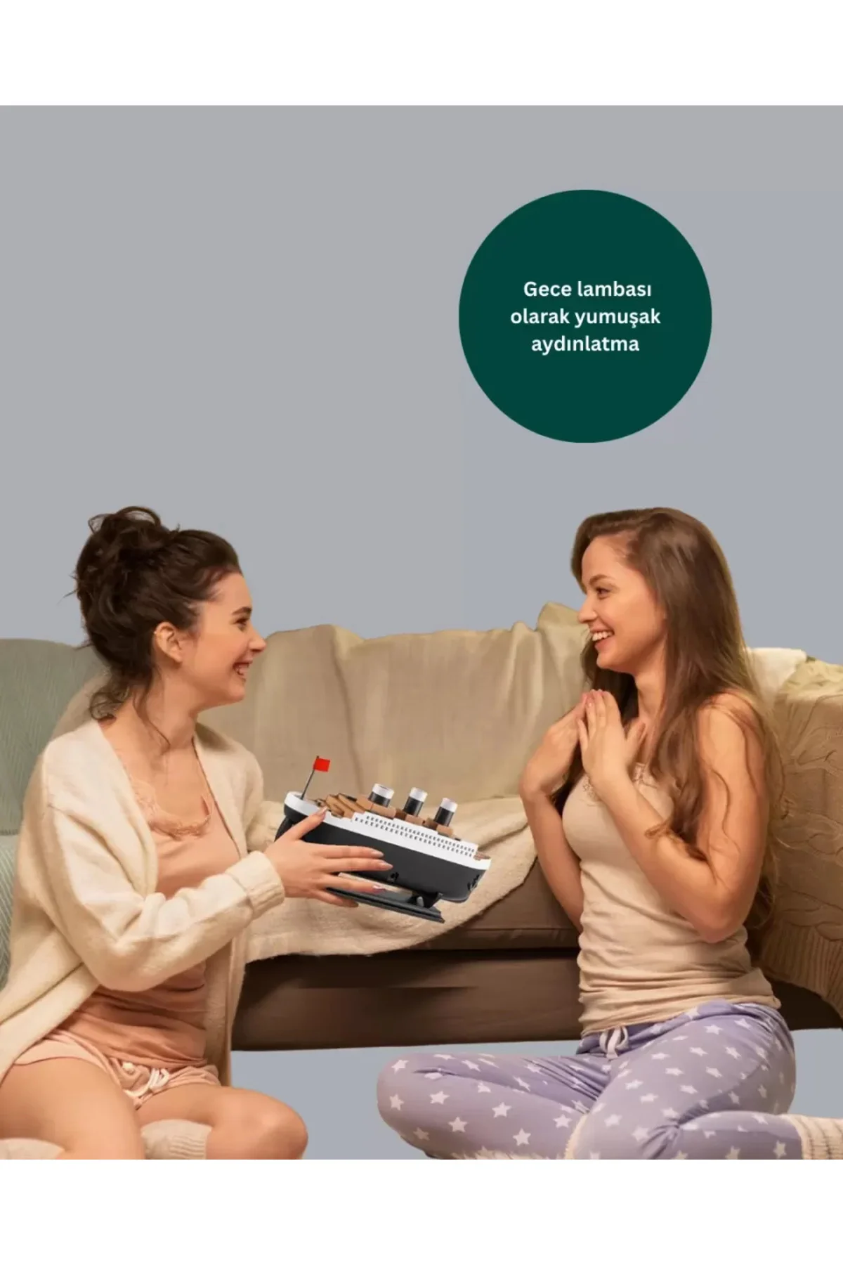 Dekoratif Gemi Modeli 7 Renk Işıklı Hava Nemlendirici Ve Oda Koku