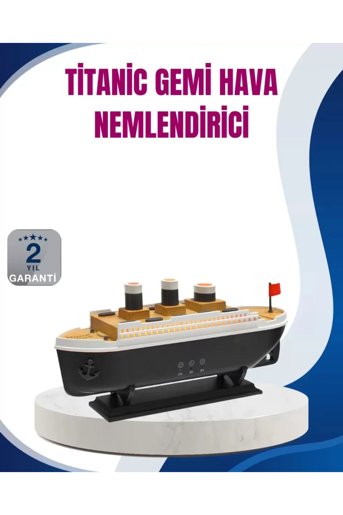 Dekoratif Gemi Modeli 7 Renk Işıklı Hava Nemlendirici Ve Oda Koku