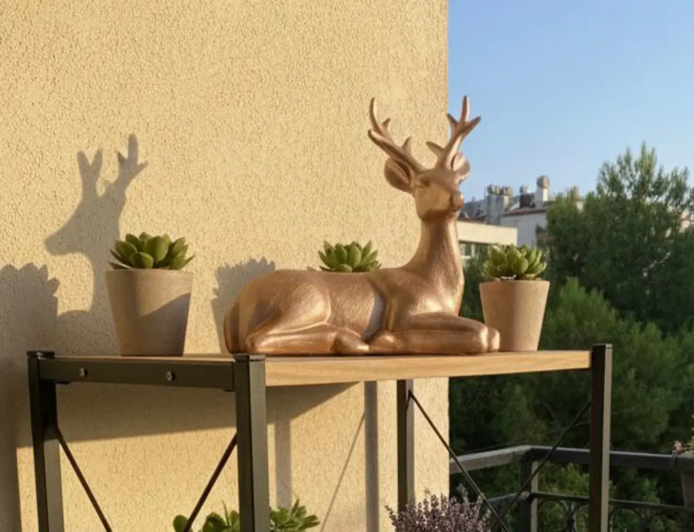 Dekoratif Geyik Biblo Heykel Roz Gold