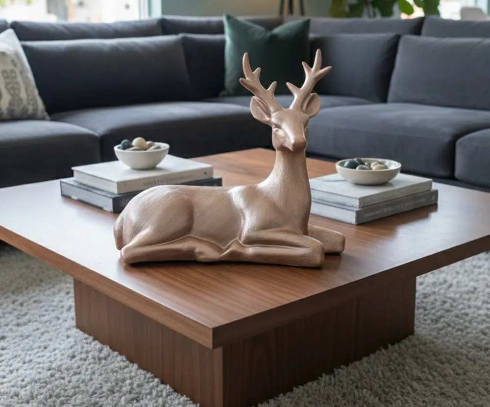 Dekoratif Geyik Biblo Heykel Roz Gold