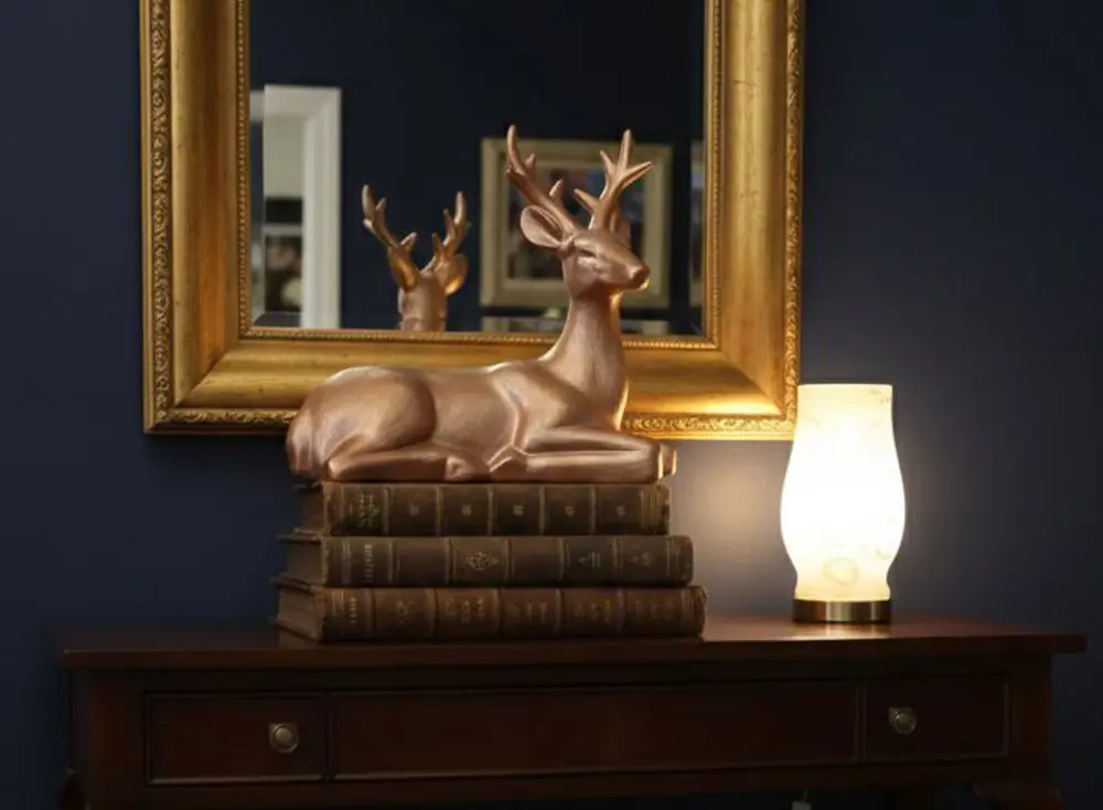 Dekoratif Geyik Biblo Heykel Roz Gold