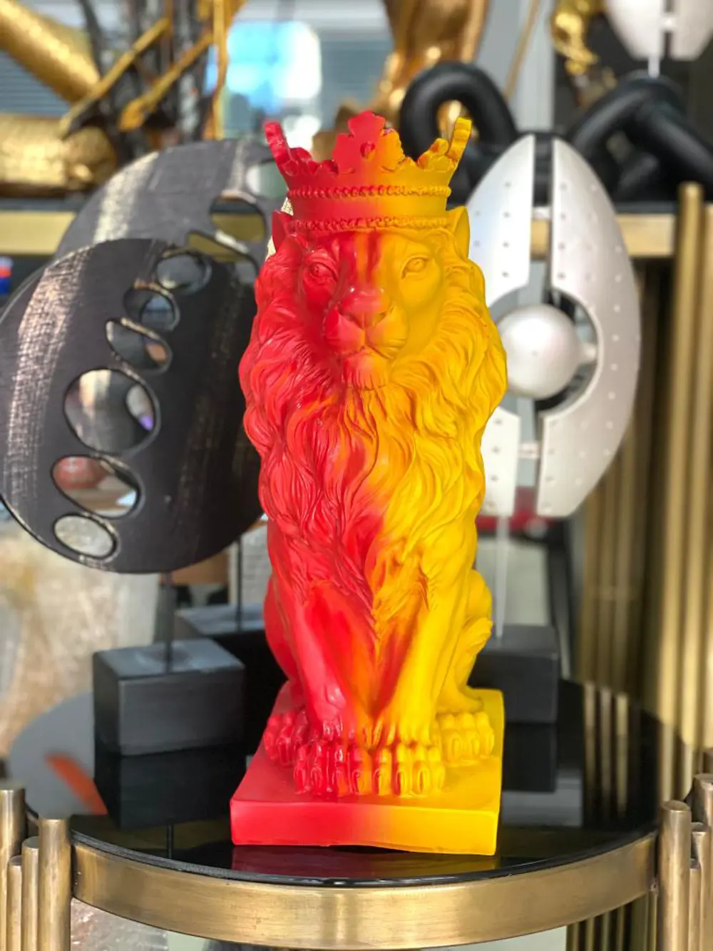 Dekoratif Glatasaray Temalı Aslan Biblo Sarı Kırmızı Figür Aslan