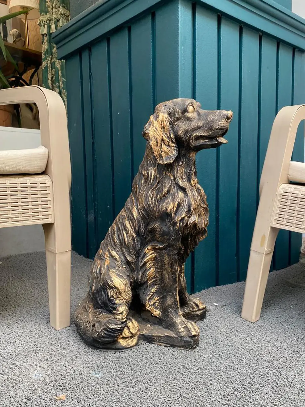 Dekoratif  Golden Köpek Biblo Avcı Köpeği Heykel
