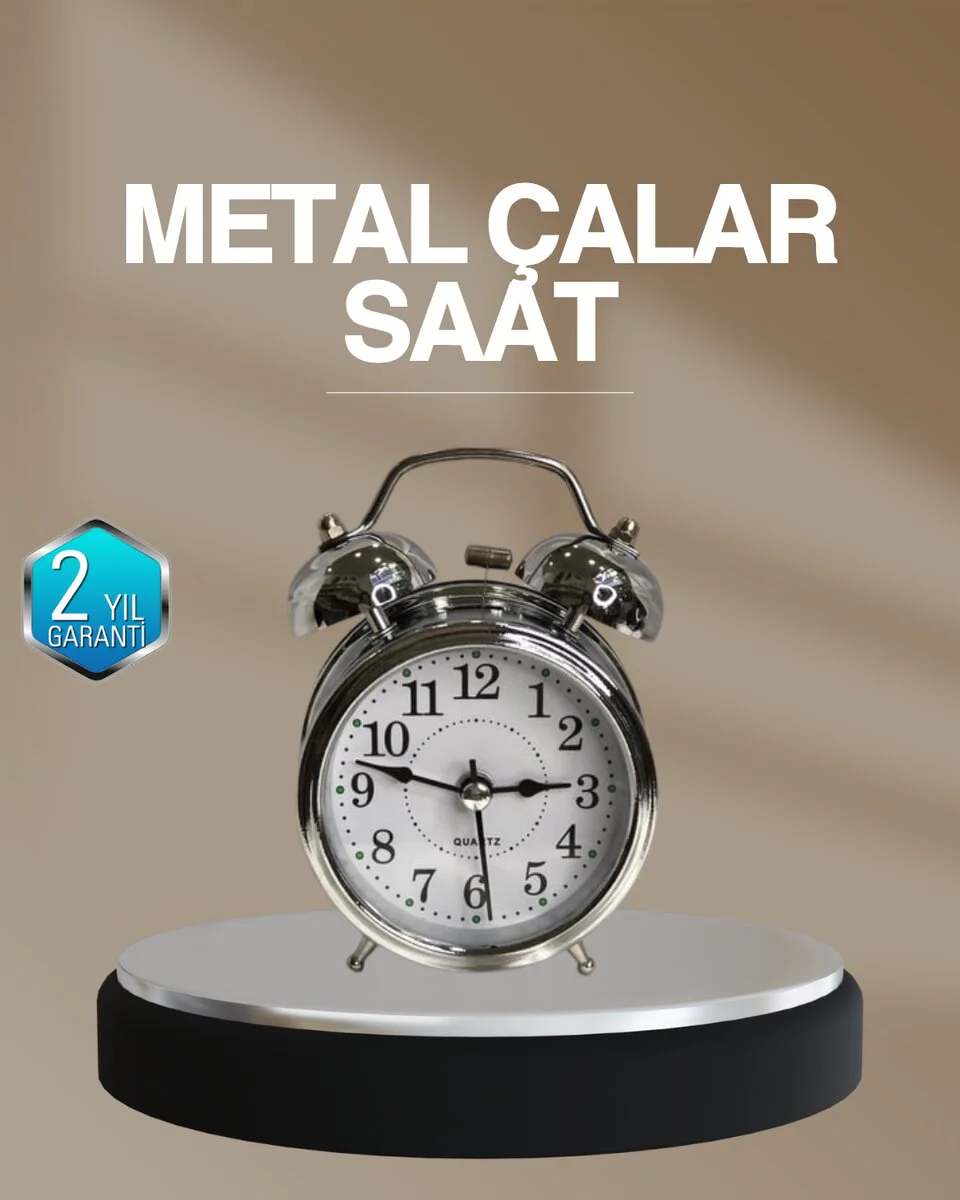 Dekoratif Gümüş Masa Saati - Sessiz Alarm ve Işıklı Gösterge ile Modern Ev Dekorasyonu