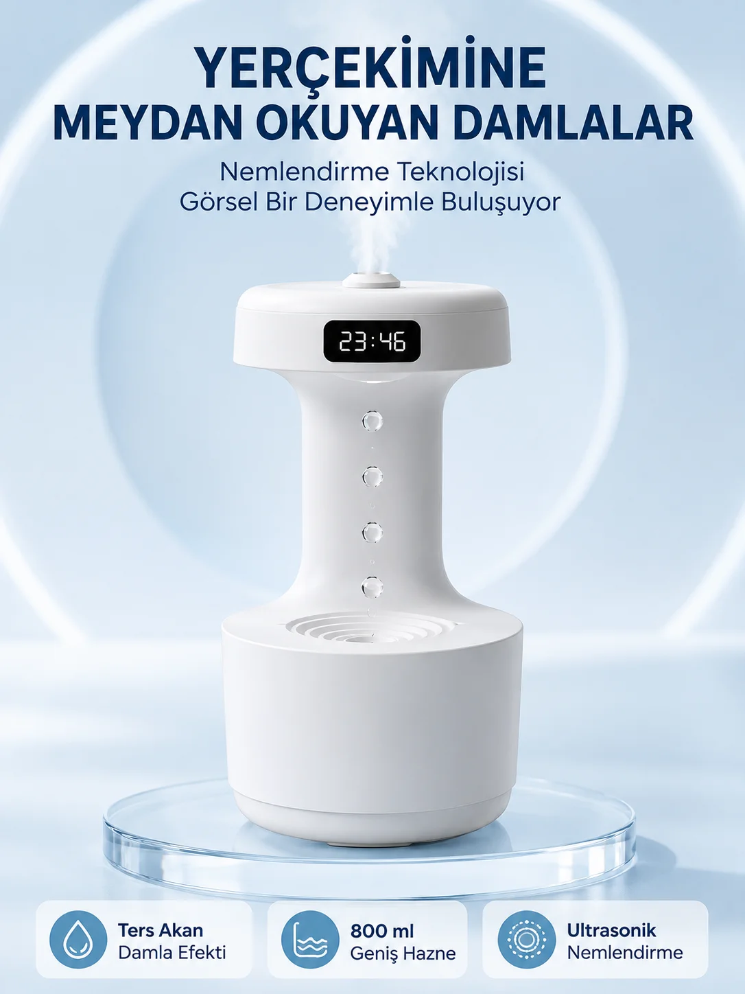 Dekoratif Hava Nemlendirici 800 ml Sessiz Aroma Difüzör Anti Yerçekimi Su Efektli Fiyatı, Yorumları ve Özellikleri