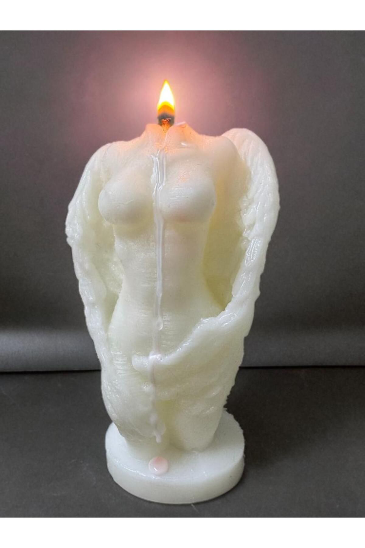 Aresmumatölyesi  Dekoratif Hediyelik Melek Kanatlı Kadın Figürlü Mum 200 Gr