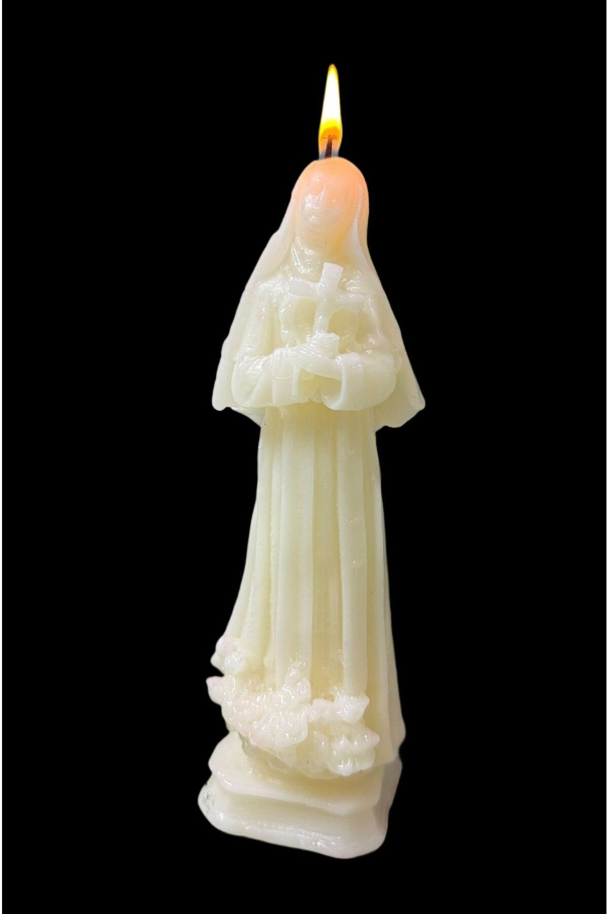 Aresmumatölyesi  Dekoratif Hediyelik Haç Tutan Rahibe Temalı Mum 200 Gr